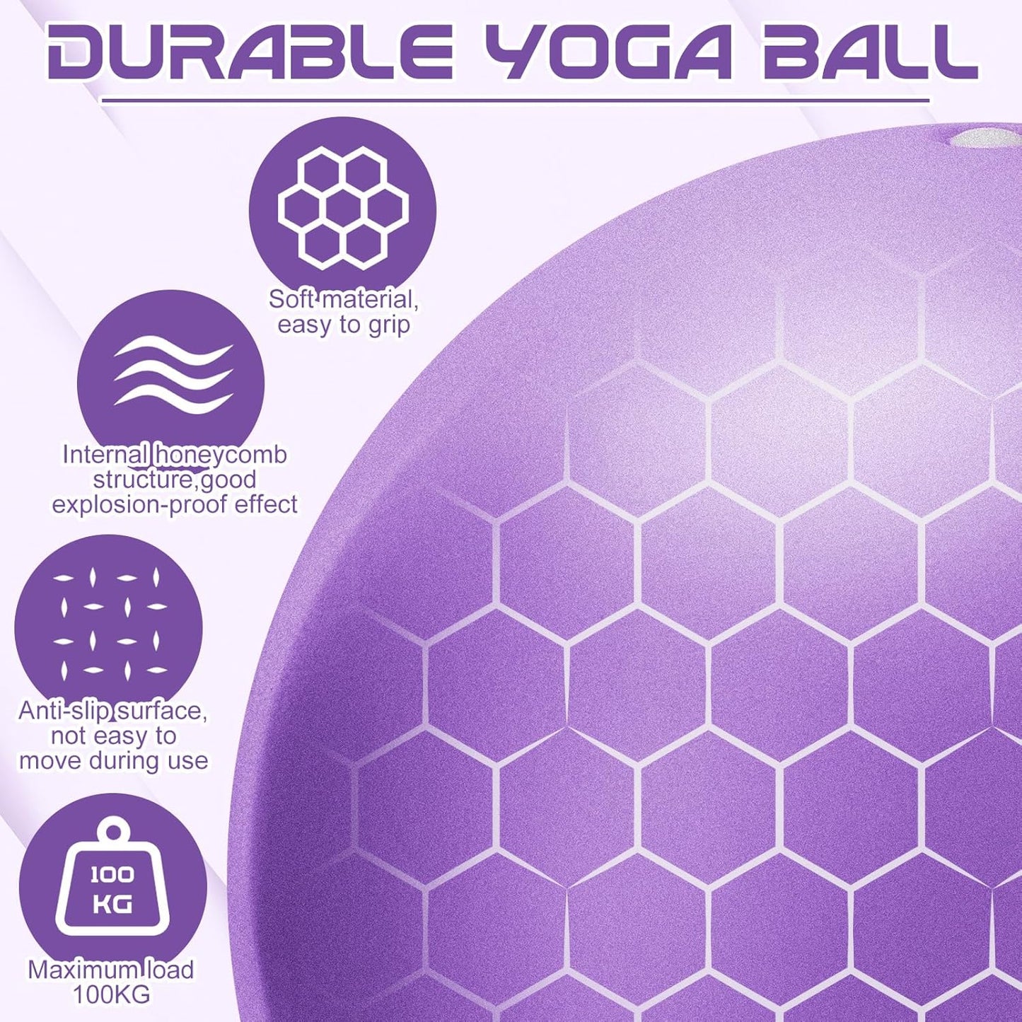 Pilates Ball, 9 Inch Small Exercise Mini Soft Workout Yoga Ball with Exercise Gu