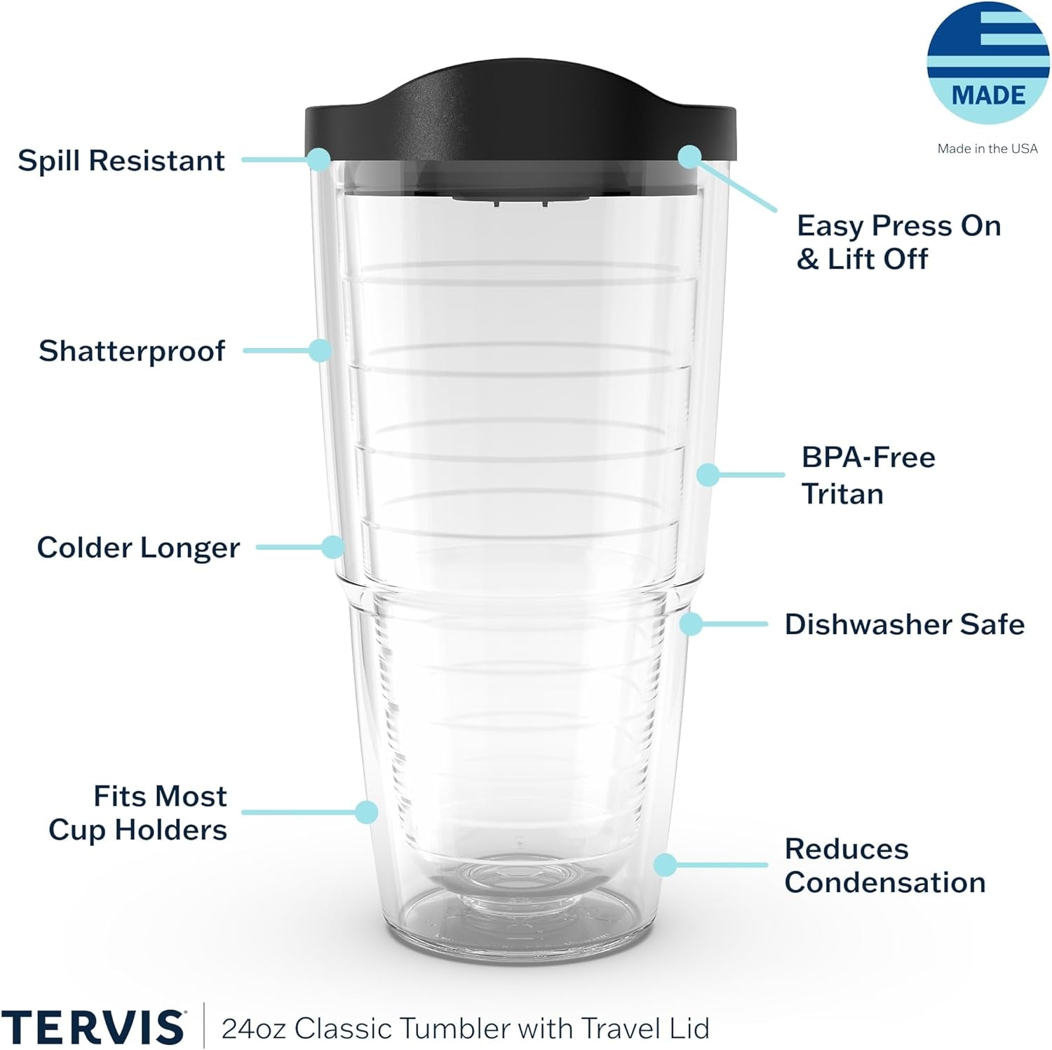 Made in USA Double Walled NFL® Pittsburgh Steelers Insulated Tumbler Cup Keeps Drinks Cold & Hot, 24Oz, All Over