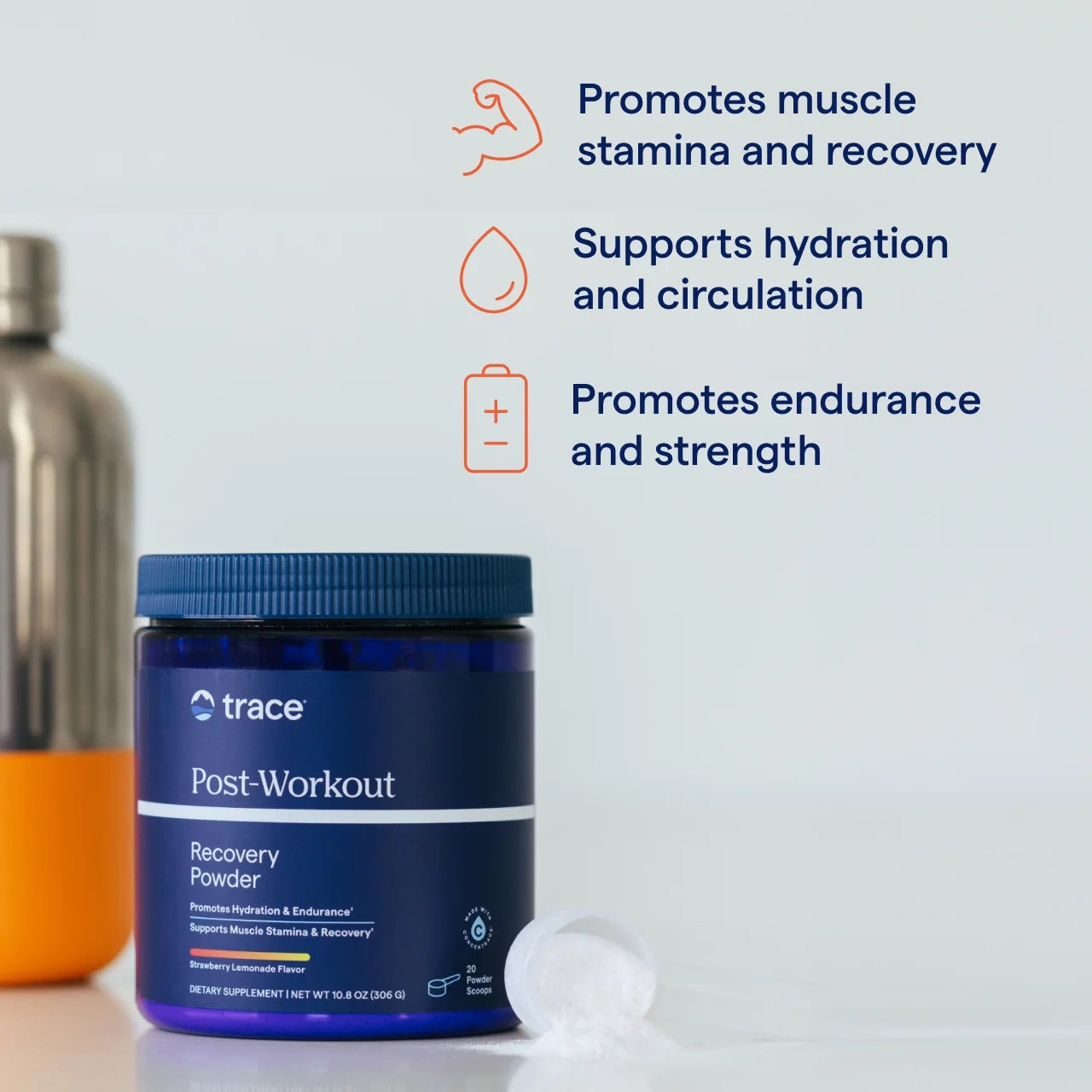 Post-Workout - Muscle Recovery & Strength Support - Post-Workout Drink Aids Endurance - Supplement Supports Workout Recovery - Strawberry Lemonade Flavor, 16.2 Oz (40 Servings)