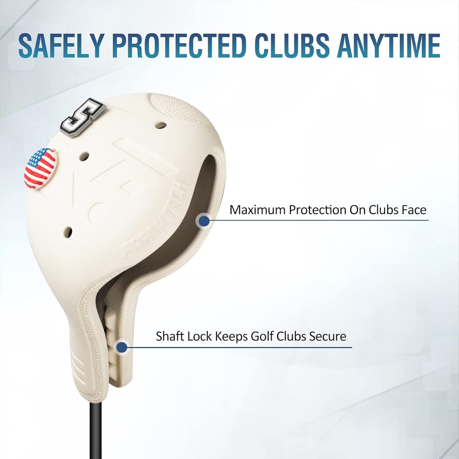 Golf Head Covers, EVA Plastic Golf Club Covers for Driver Fairway Woods Hybrid, Driver Headcover with Pins, Fit All Right-Handed Golf Clubs, Easy on Off, Washable