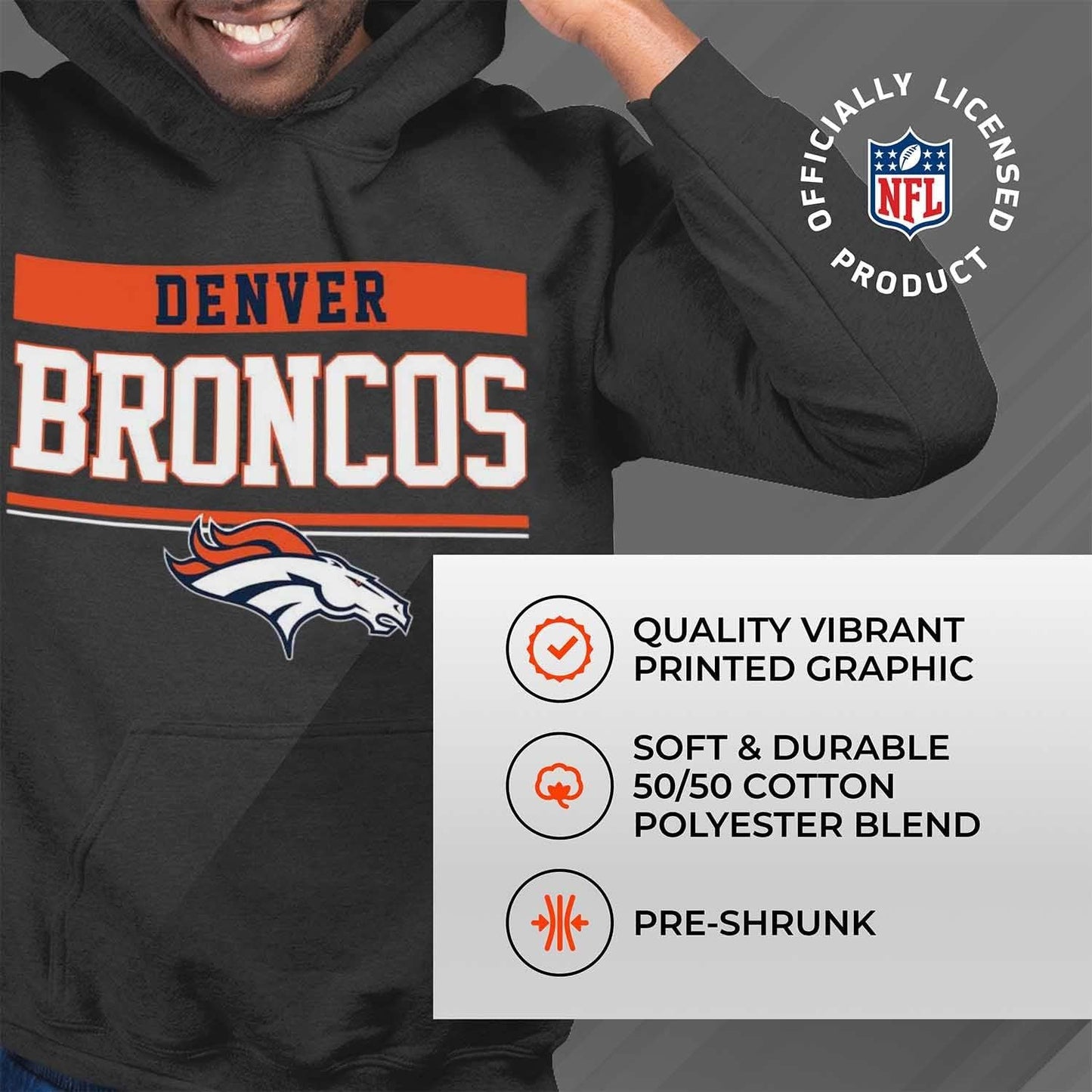 NFL Adult Gameday Charcoal Hooded Sweatshirt - Cotton & Polyester Blend - Stay Warm and Represent Your Team