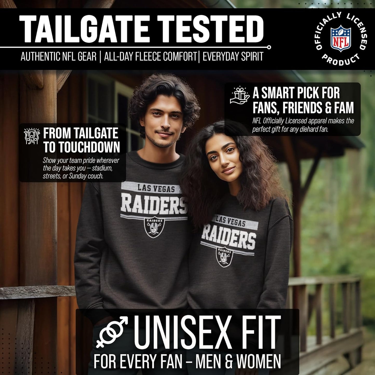 NFL Adult Long Sleeve Team Block Charcoal Crewneck Sweatshirt - Stay Warm & Represent Your Team with Style