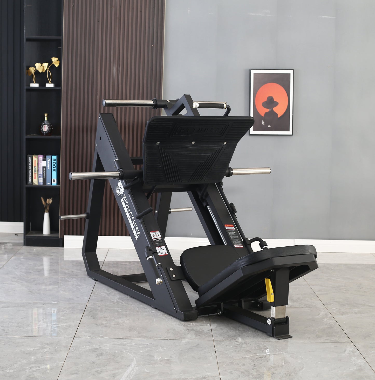Commercial Grade Plate Loaded High-Gauge Steel Adjustable Leg Press Machine with Extra Plate Storage, 1000-Pound Capacity
