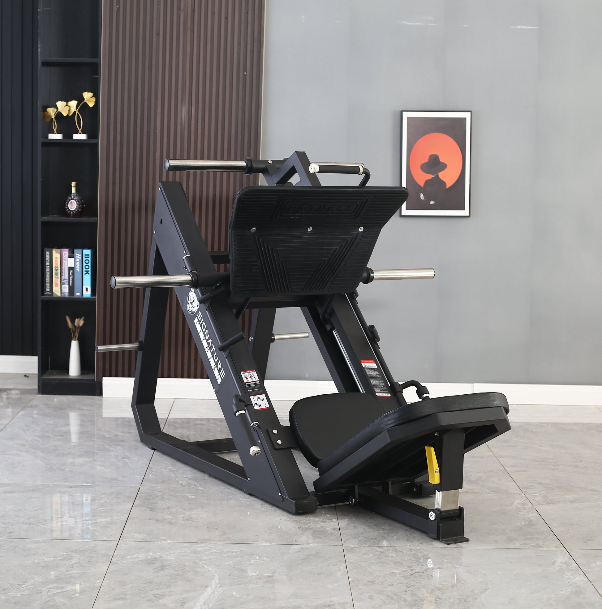 Commercial Grade Plate Loaded High-Gauge Steel Adjustable Leg Press Machine with Extra Plate Storage, 1000-Pound Capacity
