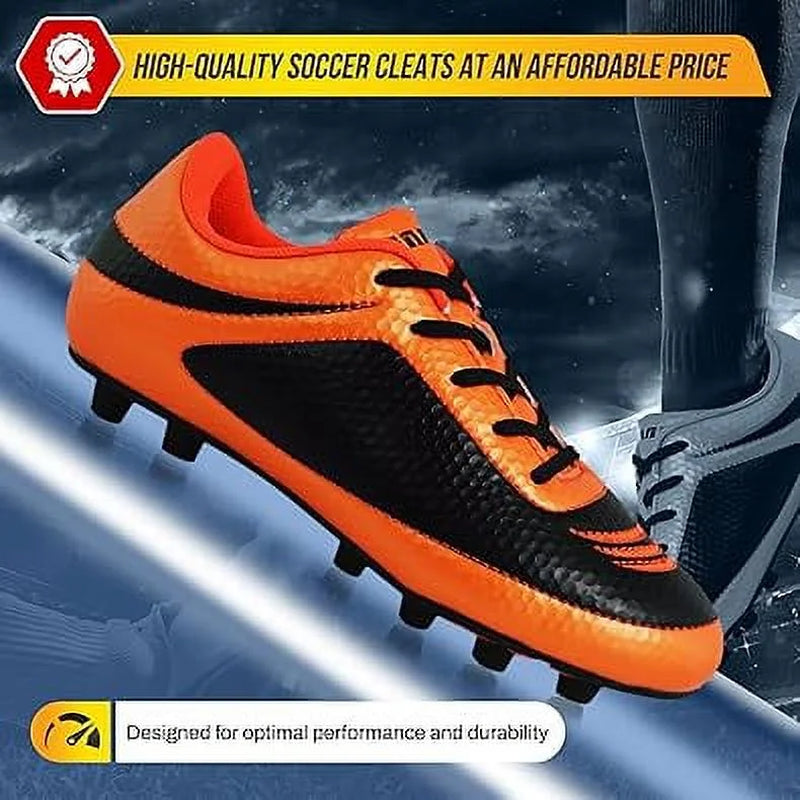 USA Infinity Soccer Cleats for Kids – Lightweight, Durable Youth Firm Ground Soccer Shoes for Boys and Girls - Orange, 5.5