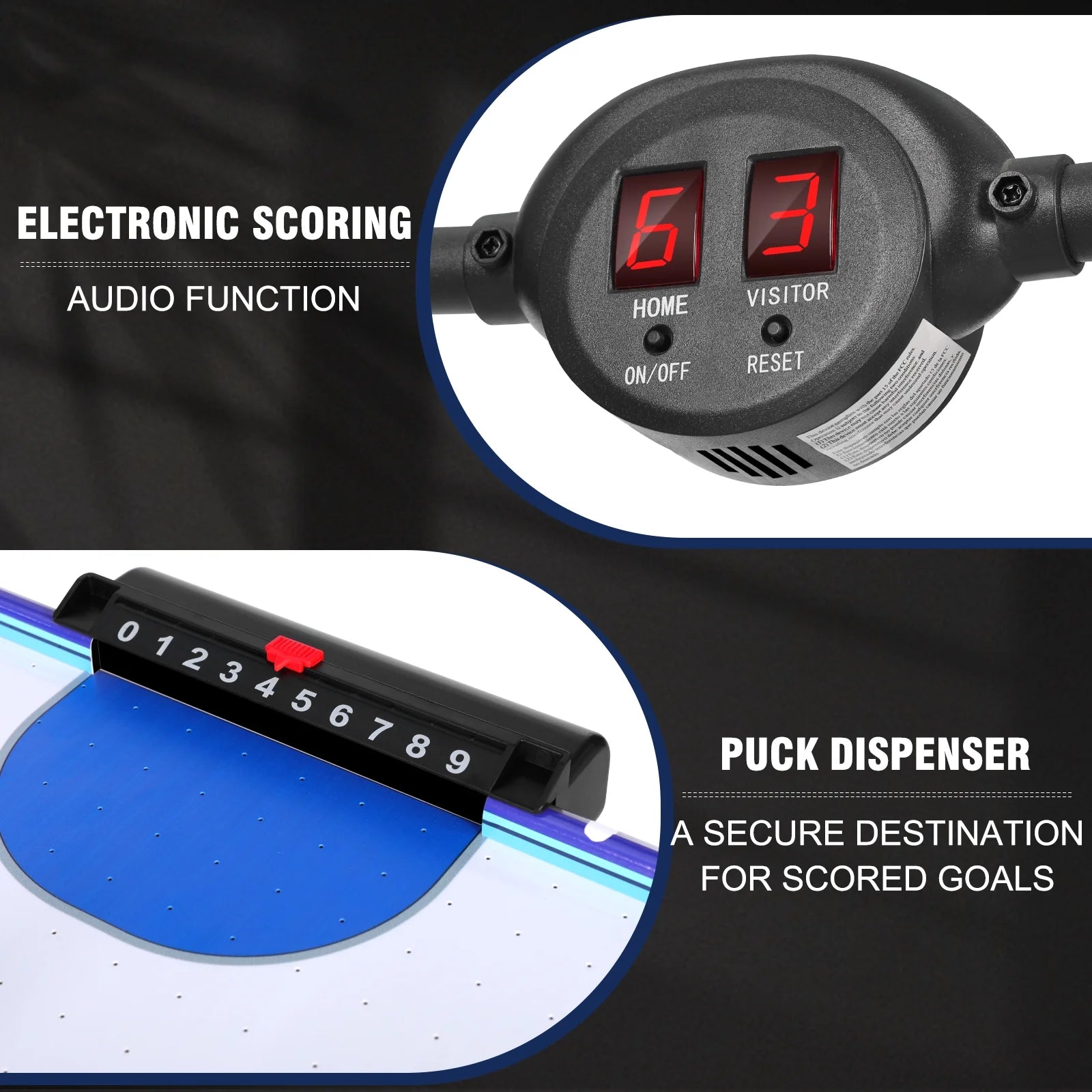 58" Air Hockey Table, Arcade Style with Powerful 700Ma Motor, Accurate Digital LED Scoreboard on Overhead Gantry, Includes 2 Pucks and 2 Pushers, Perfect for Kids and Adults