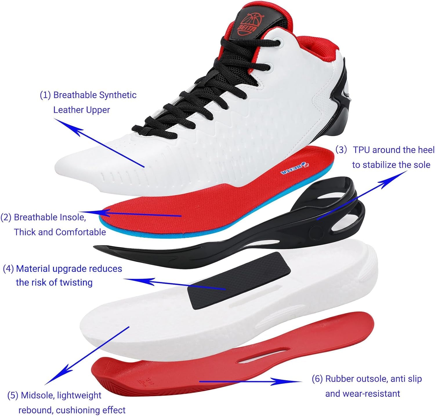High Upper Basketball Shoes for Men Sneakers Breathable Sports Shoes anti Slip
