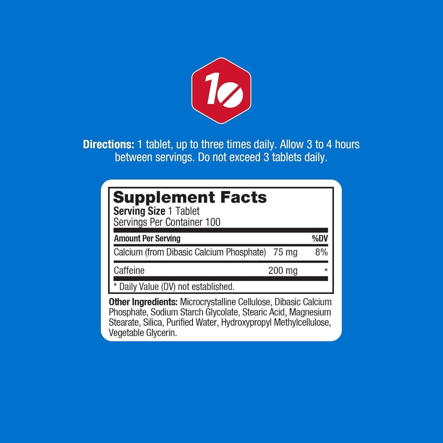 Caffeine Tablets 100 Count