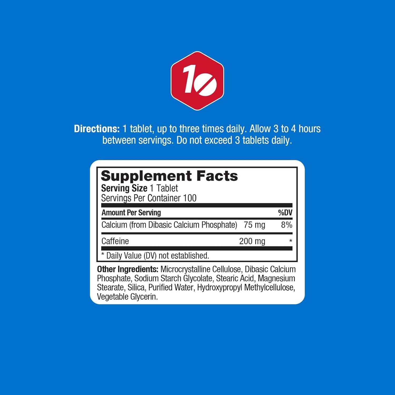 Caffeine Tablets 100 Count