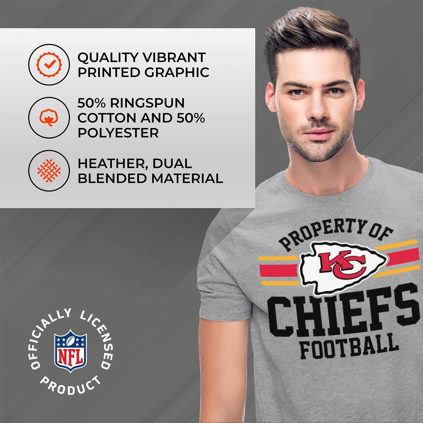 NFL Adult Property of T-Shirt - Cotton & Polyester - Show Your Team Pride with Ultimate Comfort and Quality