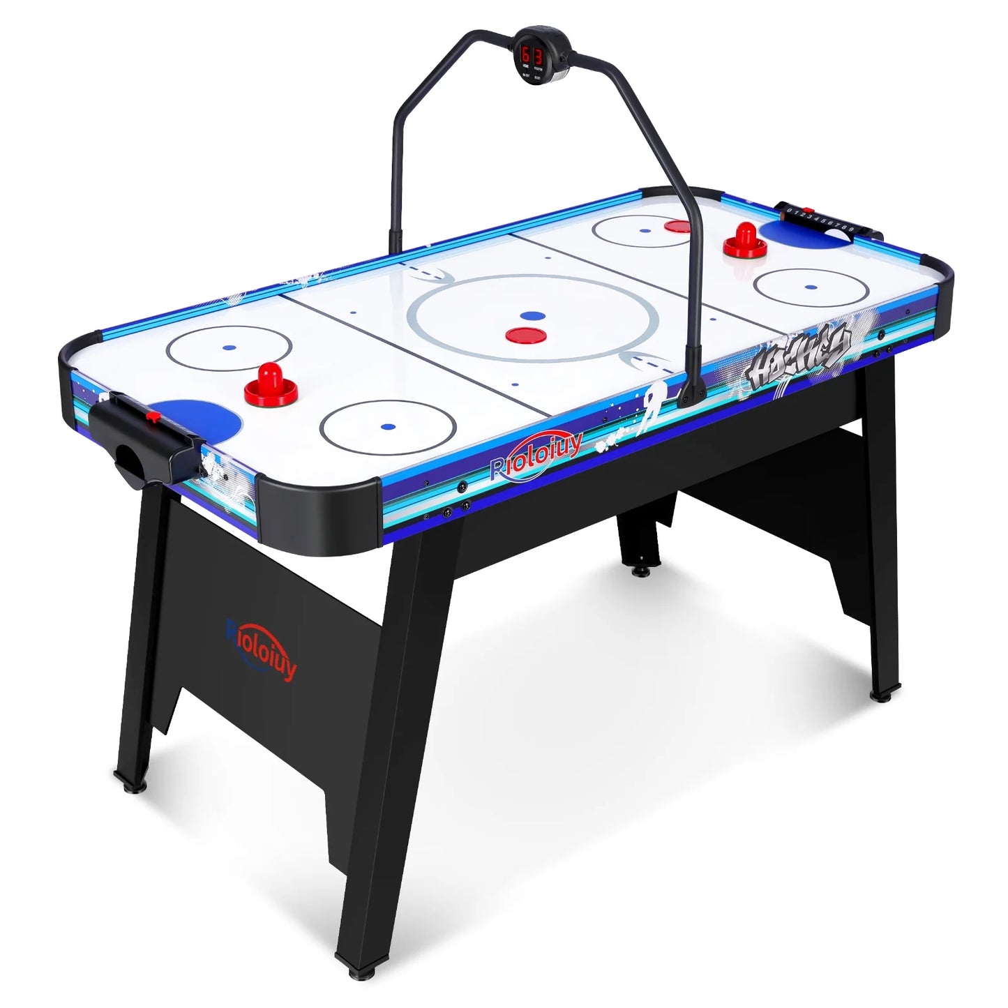 58" Air Hockey Table, Arcade Style with Powerful 700Ma Motor, Accurate Digital LED Scoreboard on Overhead Gantry, Includes 2 Pucks and 2 Pushers, Perfect for Kids and Adults