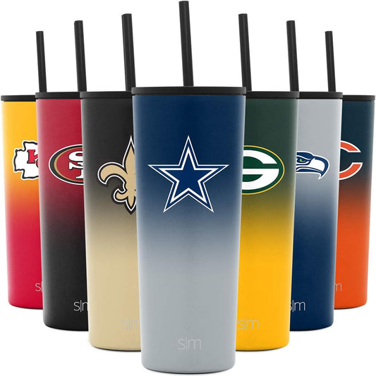 Officially Licensed NFL Dallas Cowboys Insulated Tumbler with Straw and Flip Lids | Gifts for Men and Women 24Oz Travel Mug Thermos | Classic Collection | Dallas Cowboys