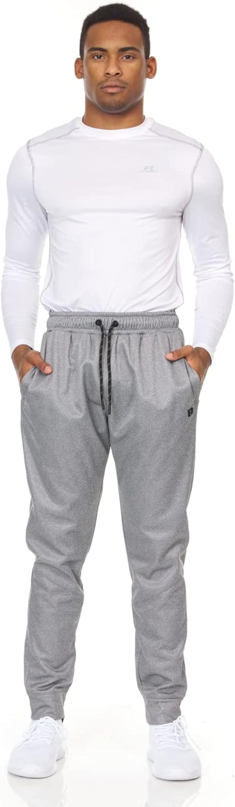 Men'S Fleece Active Athletic Workout Jogger Sweatpants for Men with Zipper Pocket and Drawstring