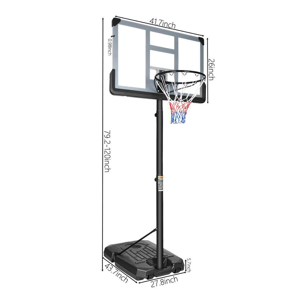 6.6 Ft. to 10 Ft. Adjustable Height Portable Basketball Hoop Goal Basketball System Basketball Equipment with Wheels