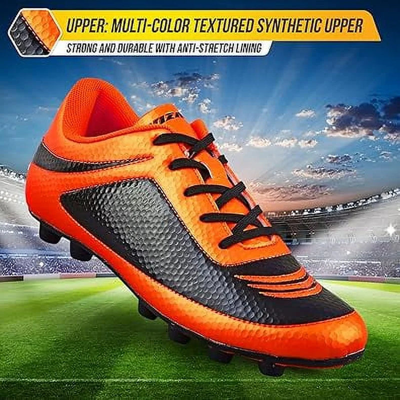 USA Infinity Soccer Cleats for Kids – Lightweight, Durable Youth Firm Ground Soccer Shoes for Boys and Girls - Orange, 5.5