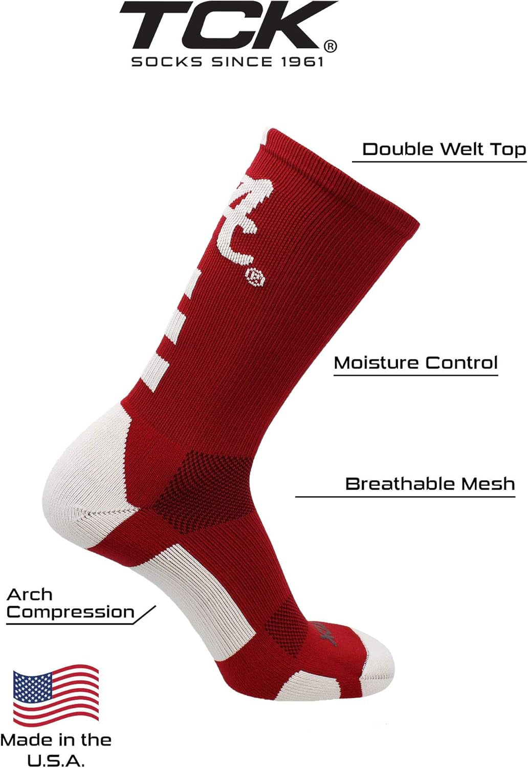Alabama Crimson Tide Socks Baseline Crew