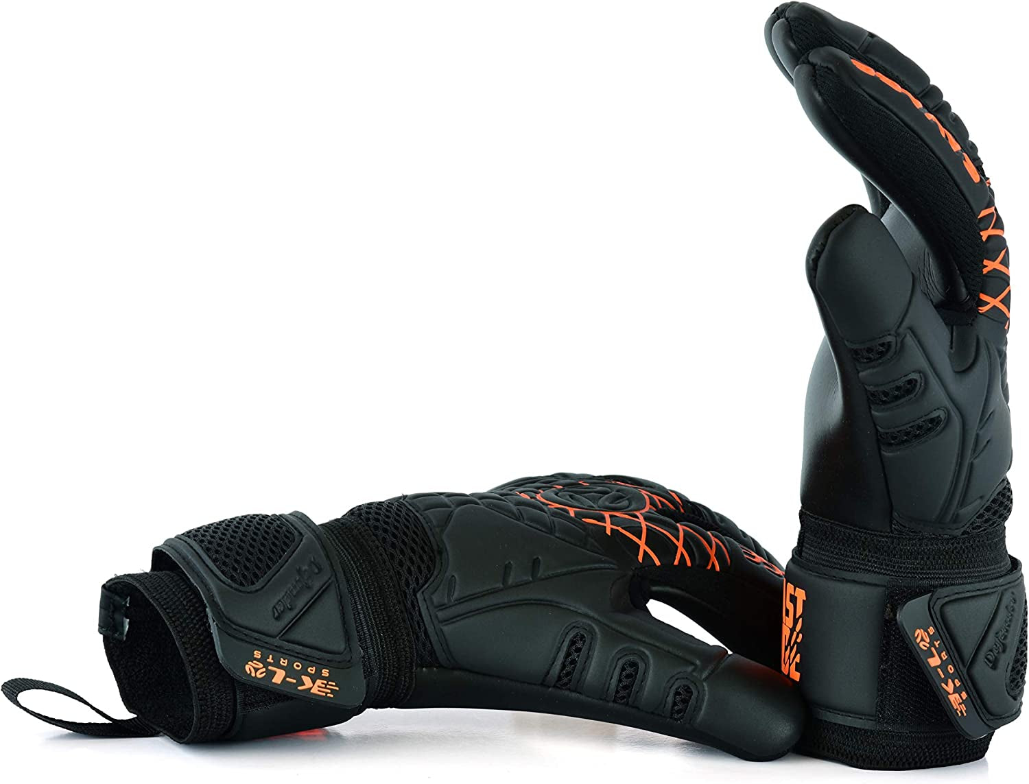 K-LO Goalkeeper Gloves: Savage Blackout Soccer Goalie Gloves - (Unisex, Youth, Kids & Adult) - Fingersaves for Protection | Strong Grip Palm | Sizes 4-11