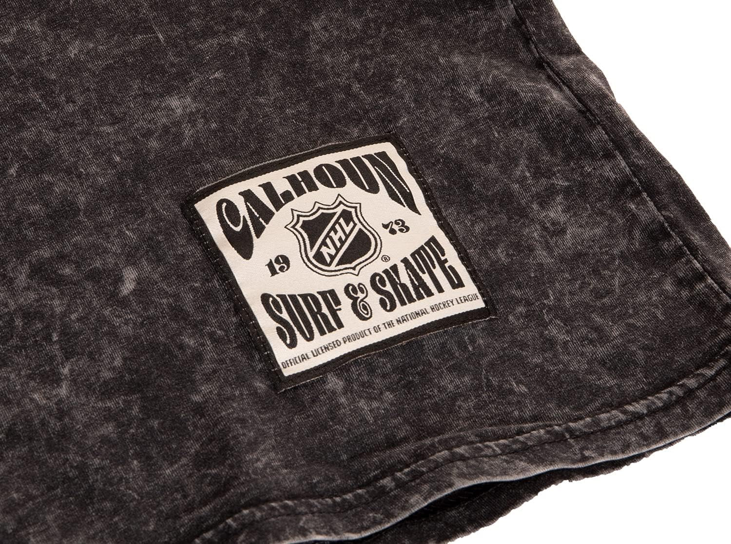 NHL Surf & Skate Mens Acid Wash Vintage Style T-Shirt with Frayed Patch Logo