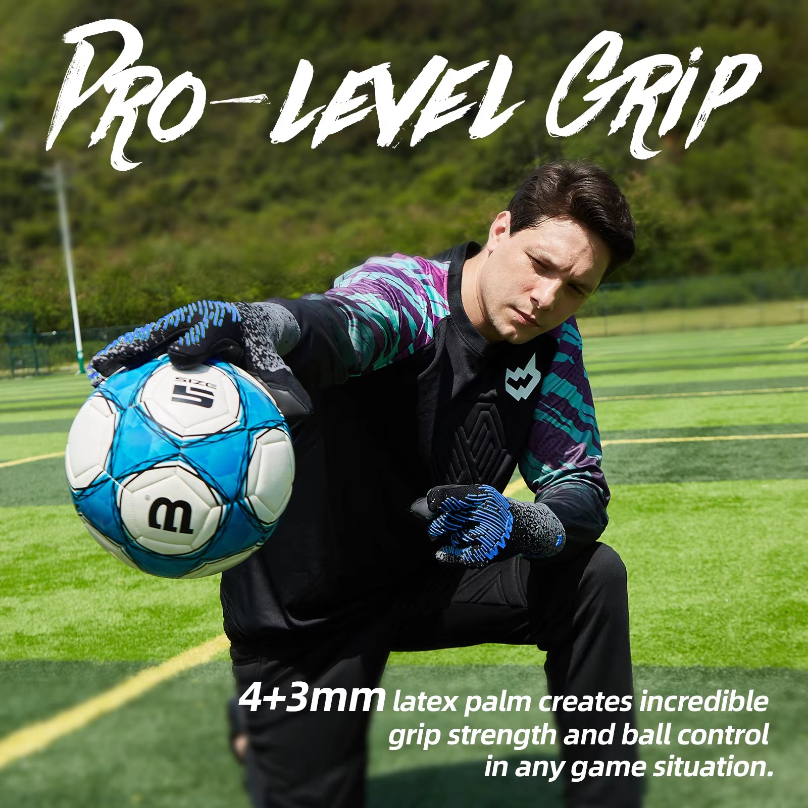 Soccer Goalie Gloves Youth Adults, High Performance Goalkeeper Gloves, Breathable Soccer Gloves, 4+3Mm Super Grip