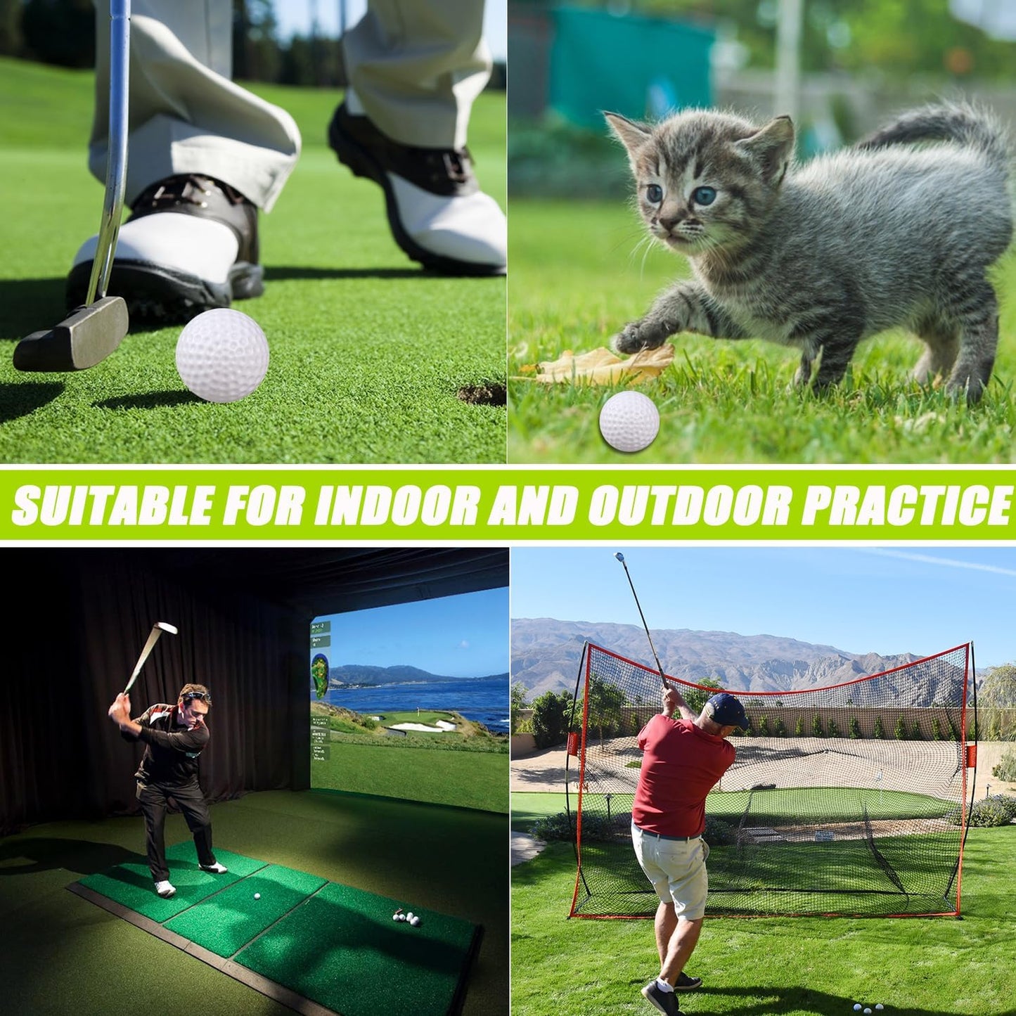 Plastic Golf Balls Practice, 24/100 Pack Hollow Plastic Golf Balls Indoor Outdoor Training, Golf Party Decorations