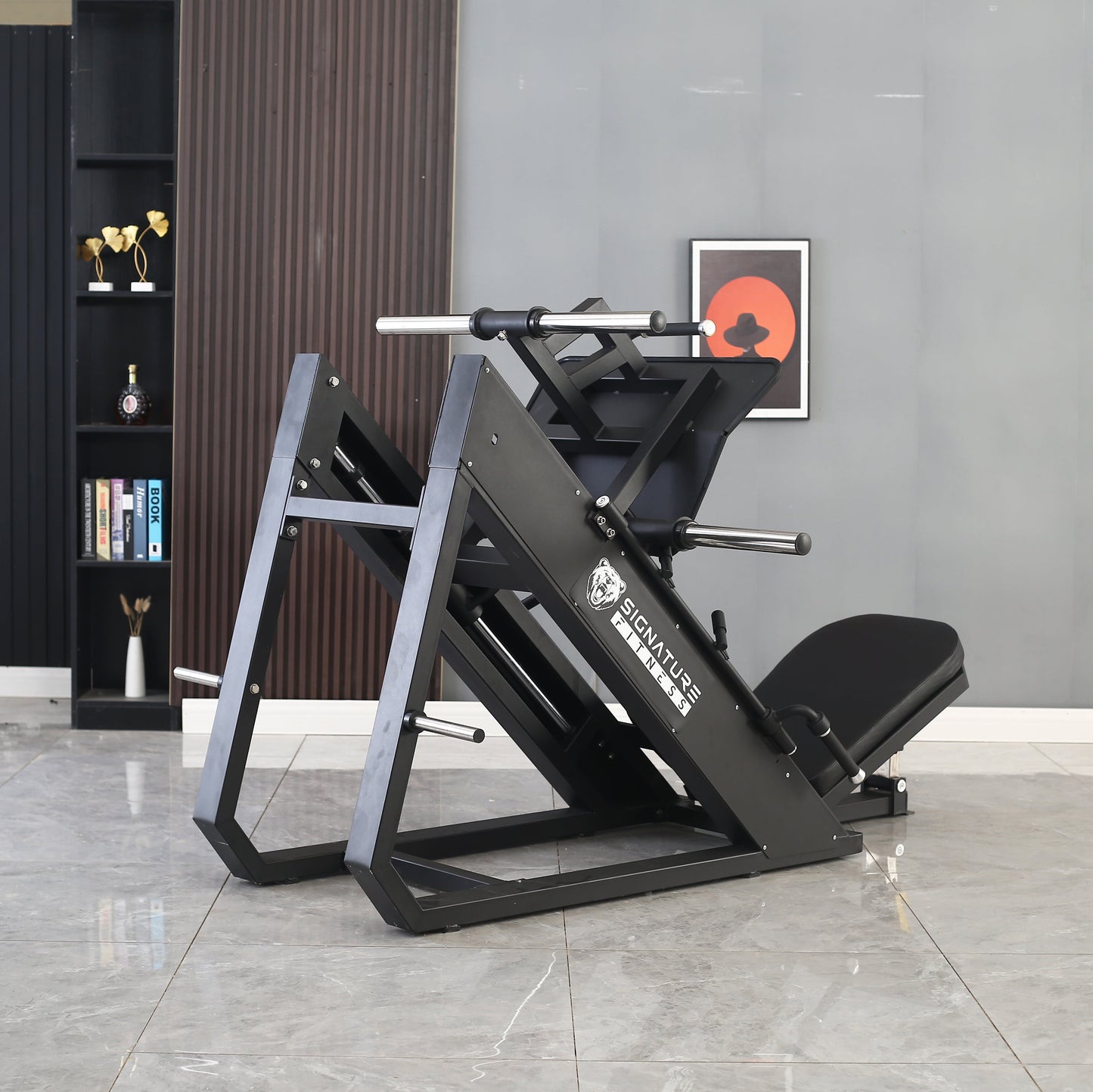 Commercial Grade Plate Loaded High-Gauge Steel Adjustable Leg Press Machine with Extra Plate Storage, 1000-Pound Capacity