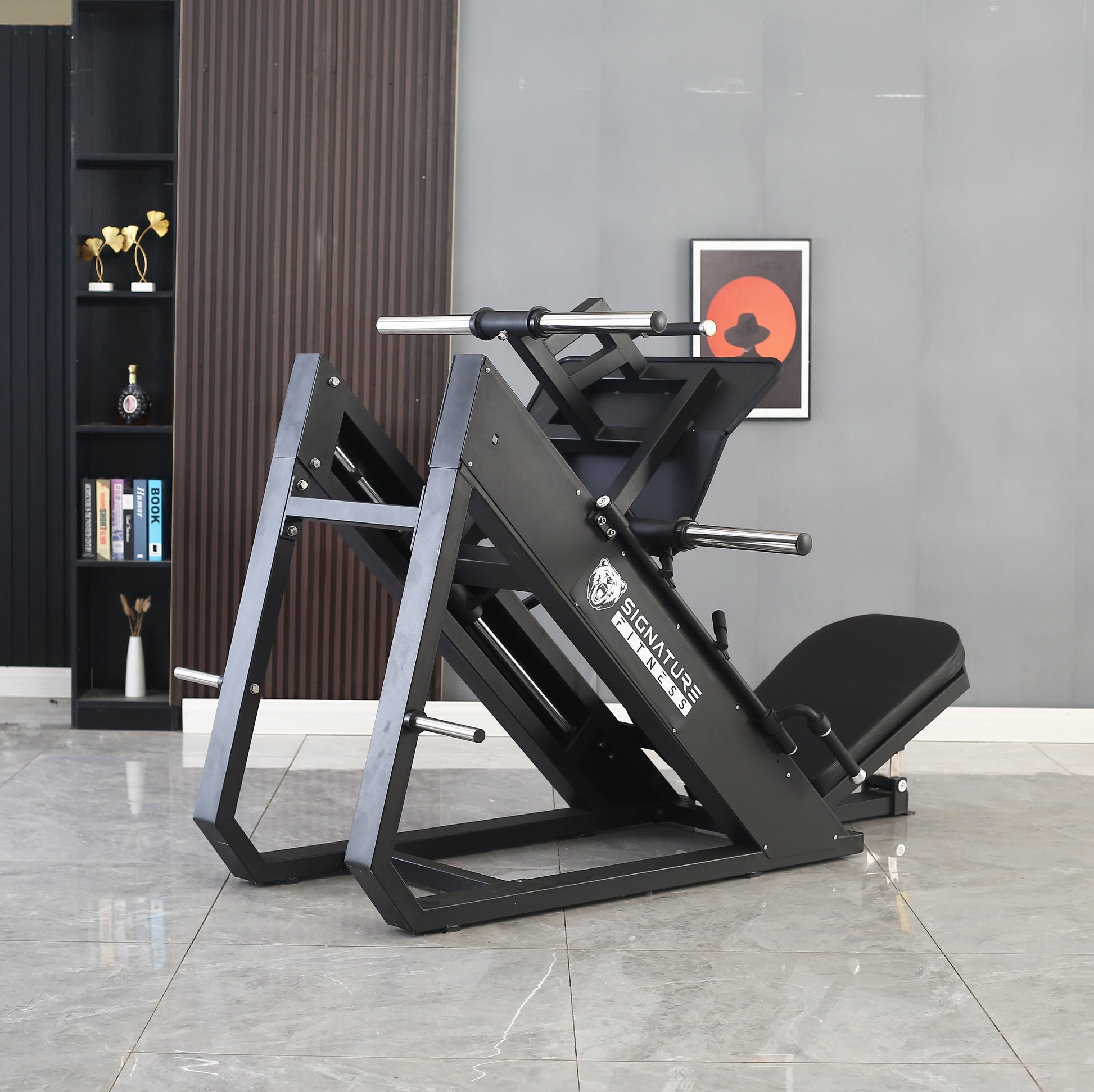 Commercial Grade Plate Loaded High-Gauge Steel Adjustable Leg Press Machine with Extra Plate Storage, 1000-Pound Capacity