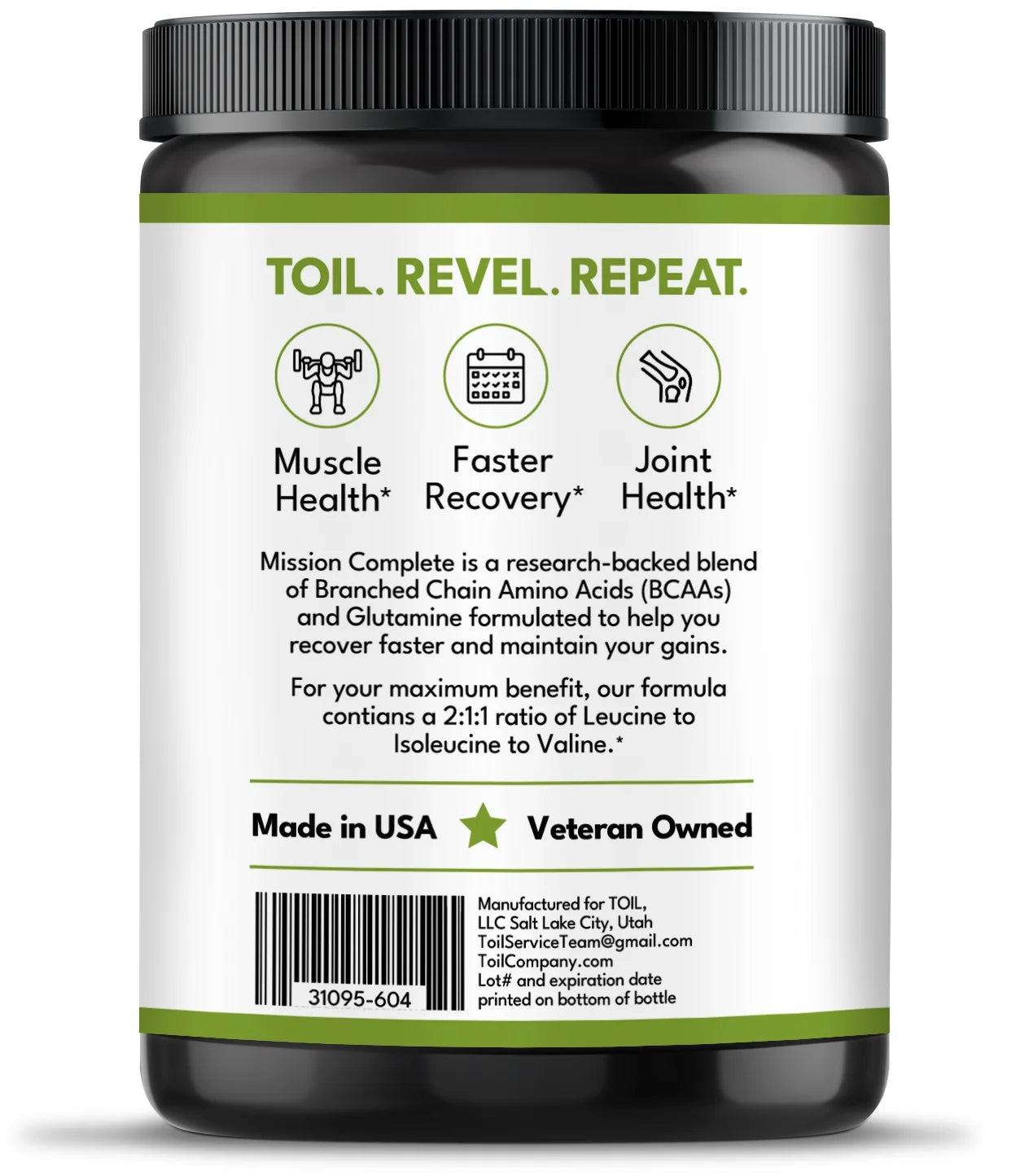 Mission Complete - BCAA Post Workout Supplement Builds Lean Muscle Mass, Endurance & Recovery from , a Veteran Owned Company