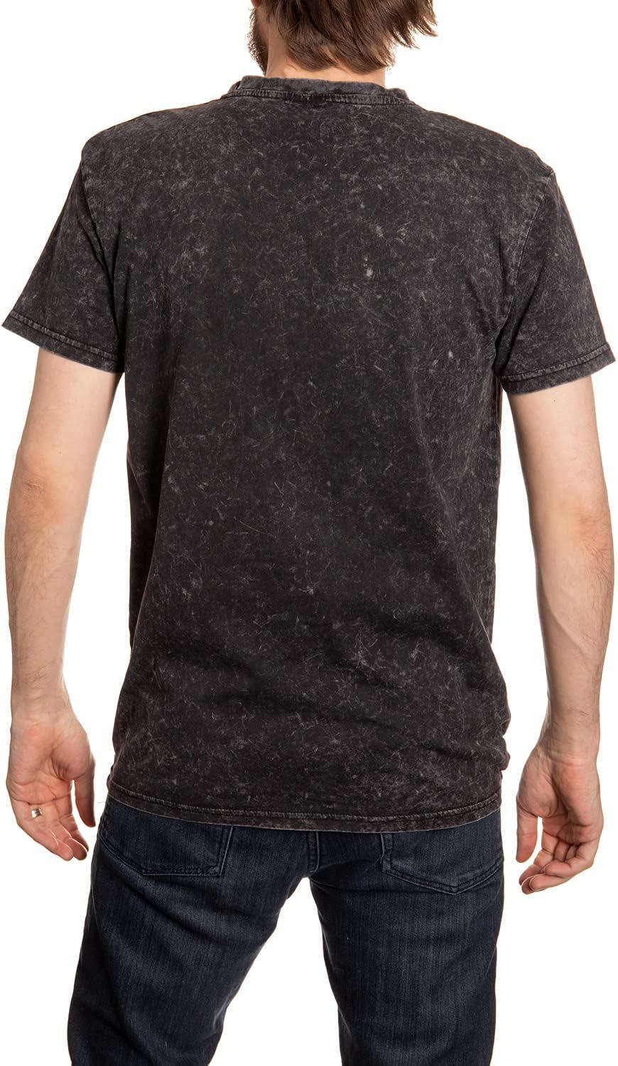 NHL Surf & Skate Mens Acid Wash Vintage Style T-Shirt with Frayed Patch Logo