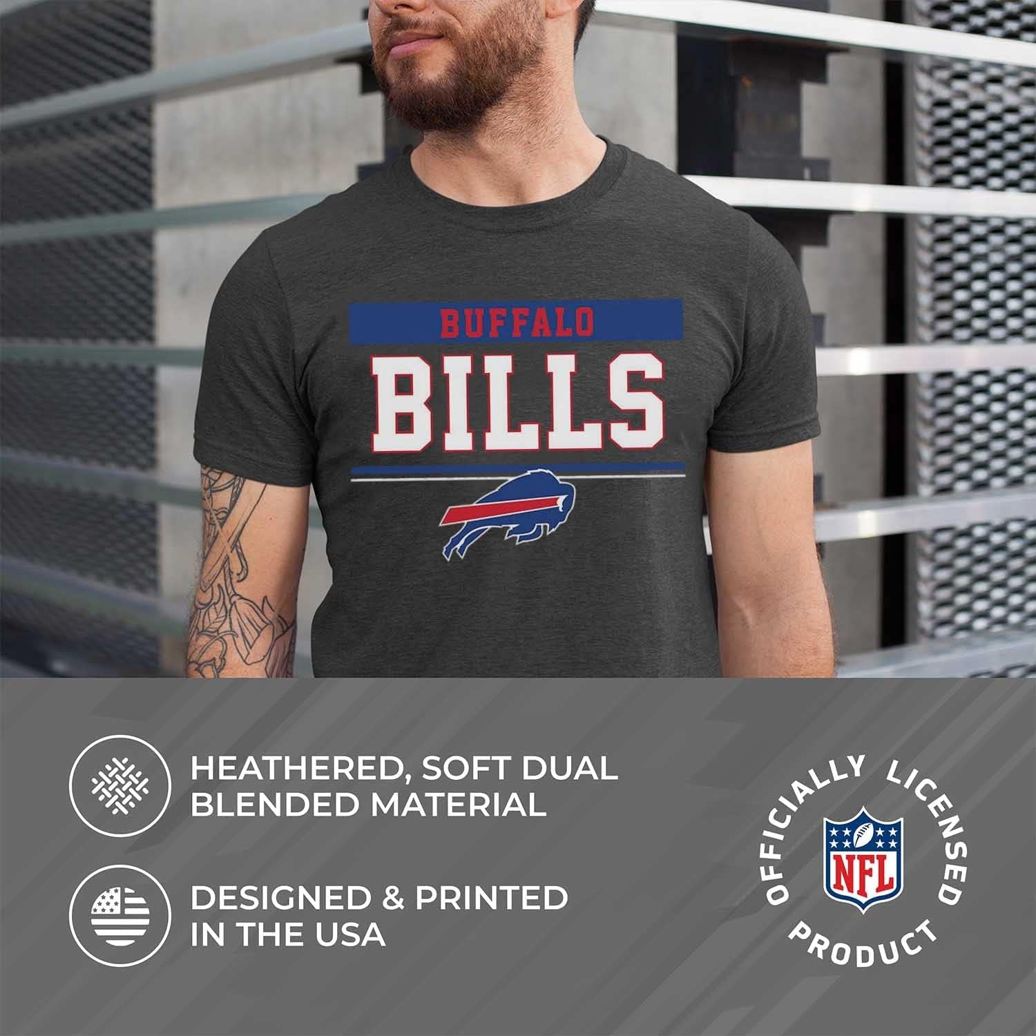 NFL Adult Team Block Tagless T-Shirt - Cotton Blend - Charcoal - Perfect for Game Day - Comfort and Style