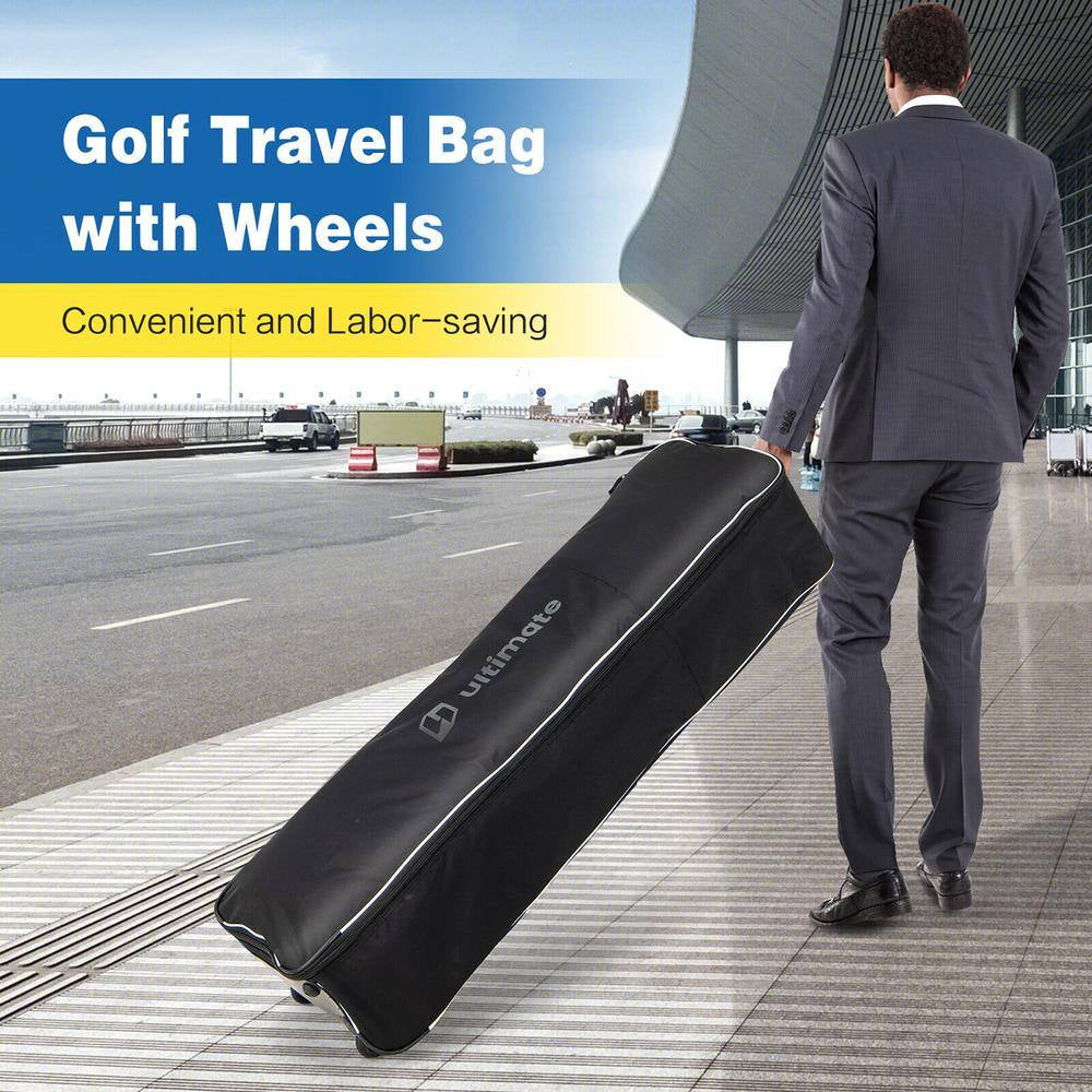 Golf Travel Bag Portable Foldable Soft-Sided Oxford Fabric W/Zipper on Wheels