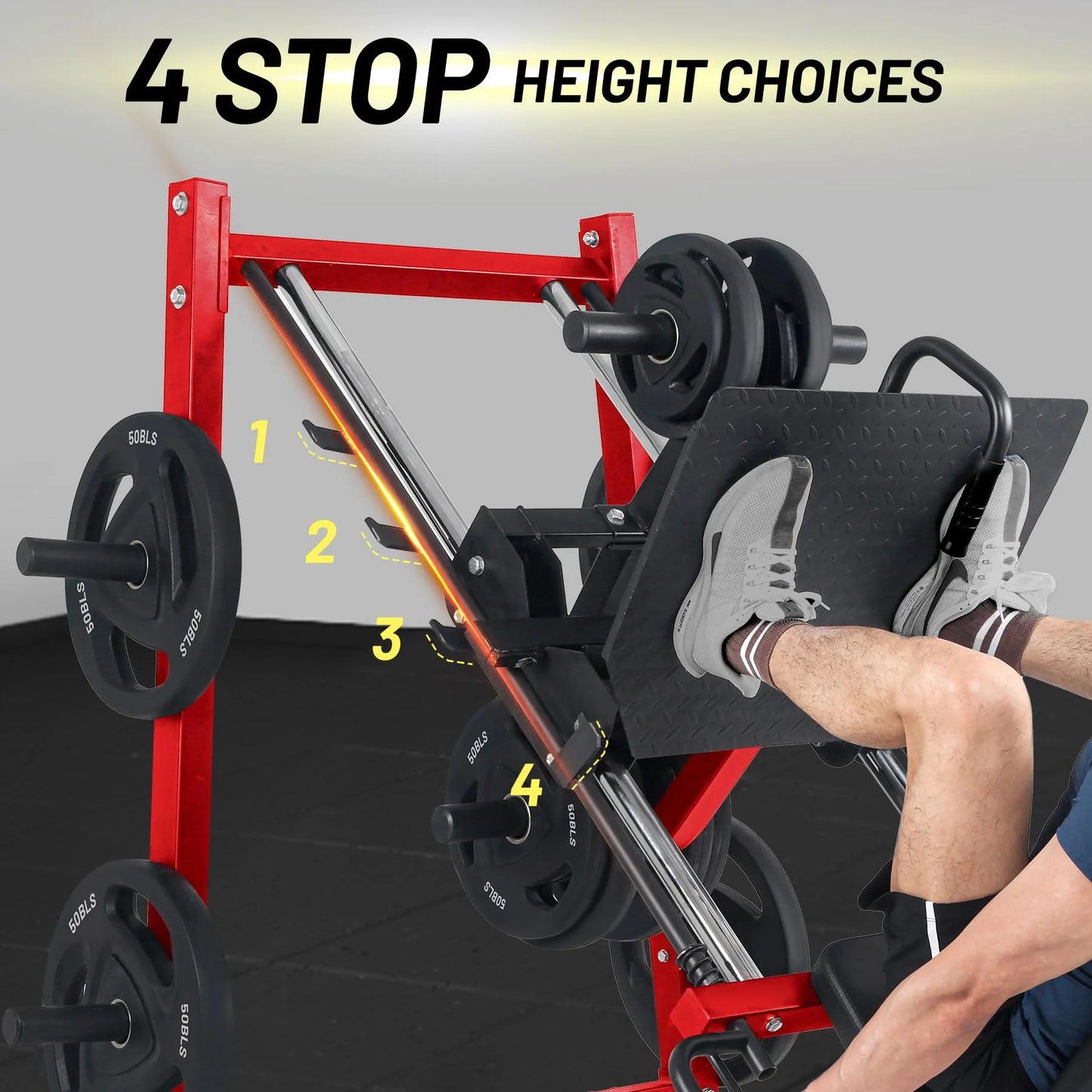 Leg Press Machine with Calf Block, Adjustable Leg Press Machines for Home Gym, Squat Machine with Barbell Plate Storages, Heavy Duty Workout Equipment for Full Lower Body Workout