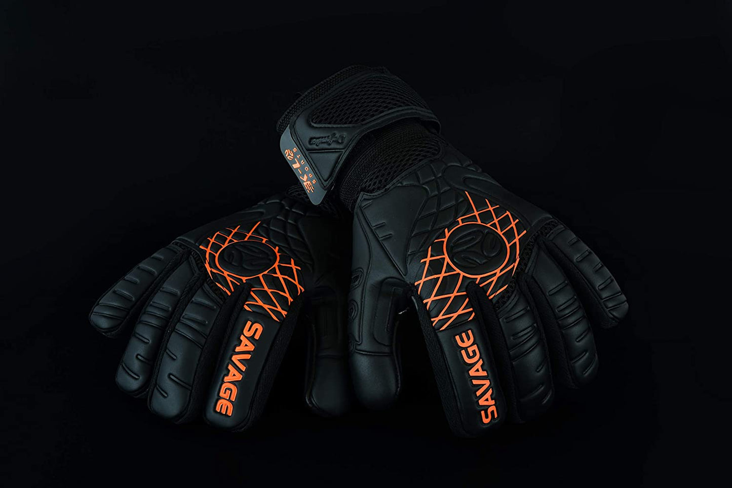 K-LO Goalkeeper Gloves: Savage Blackout Soccer Goalie Gloves - (Unisex, Youth, Kids & Adult) - Fingersaves for Protection | Strong Grip Palm | Sizes 4-11