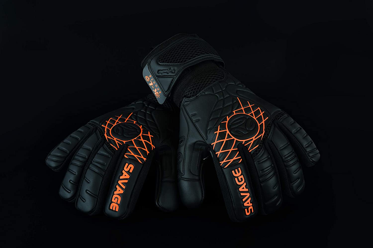 K-LO Goalkeeper Gloves: Savage Blackout Soccer Goalie Gloves - (Unisex, Youth, Kids & Adult) - Fingersaves for Protection | Strong Grip Palm | Sizes 4-11