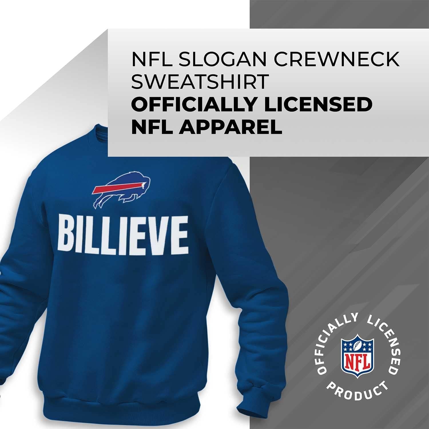 NFL Adult Slogan Crewneck Sweatshirt - Cotton-Poly Fleece - Stay Warm & Represent Your Team in Style