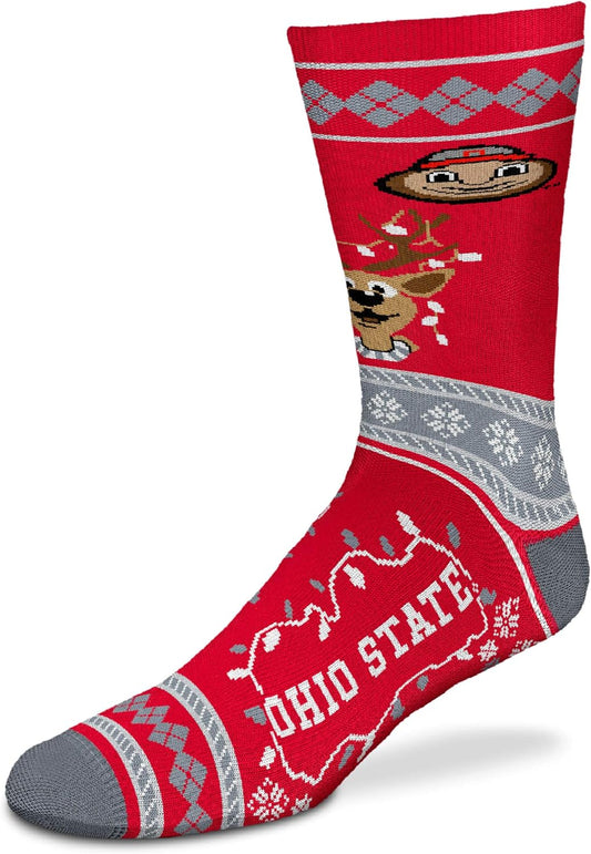 - NCAA Sweater Stripe Holiday Socks (Ohio State Buckeyes, Large (10-13))