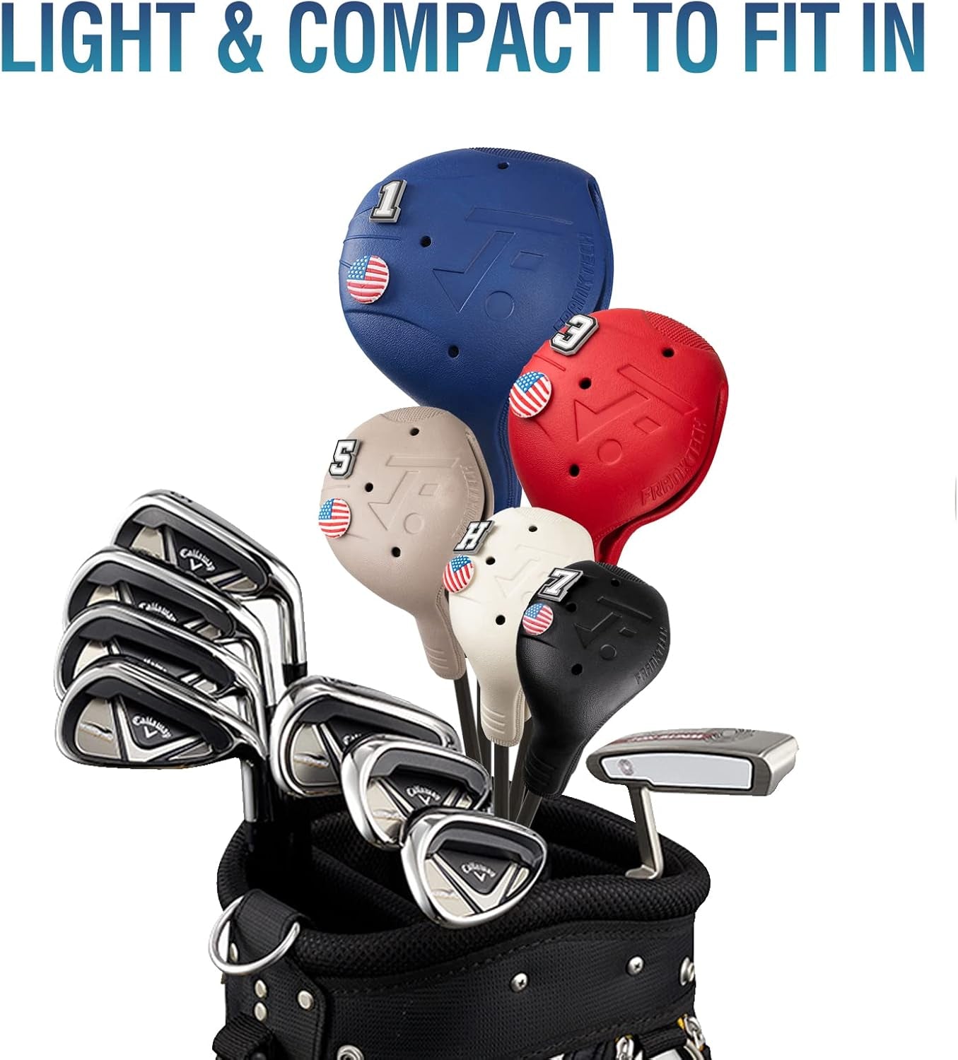 Golf Head Covers, EVA Plastic Golf Club Covers for Driver Fairway Woods Hybrid, Driver Headcover with Pins, Fit All Right-Handed Golf Clubs, Easy on Off, Washable