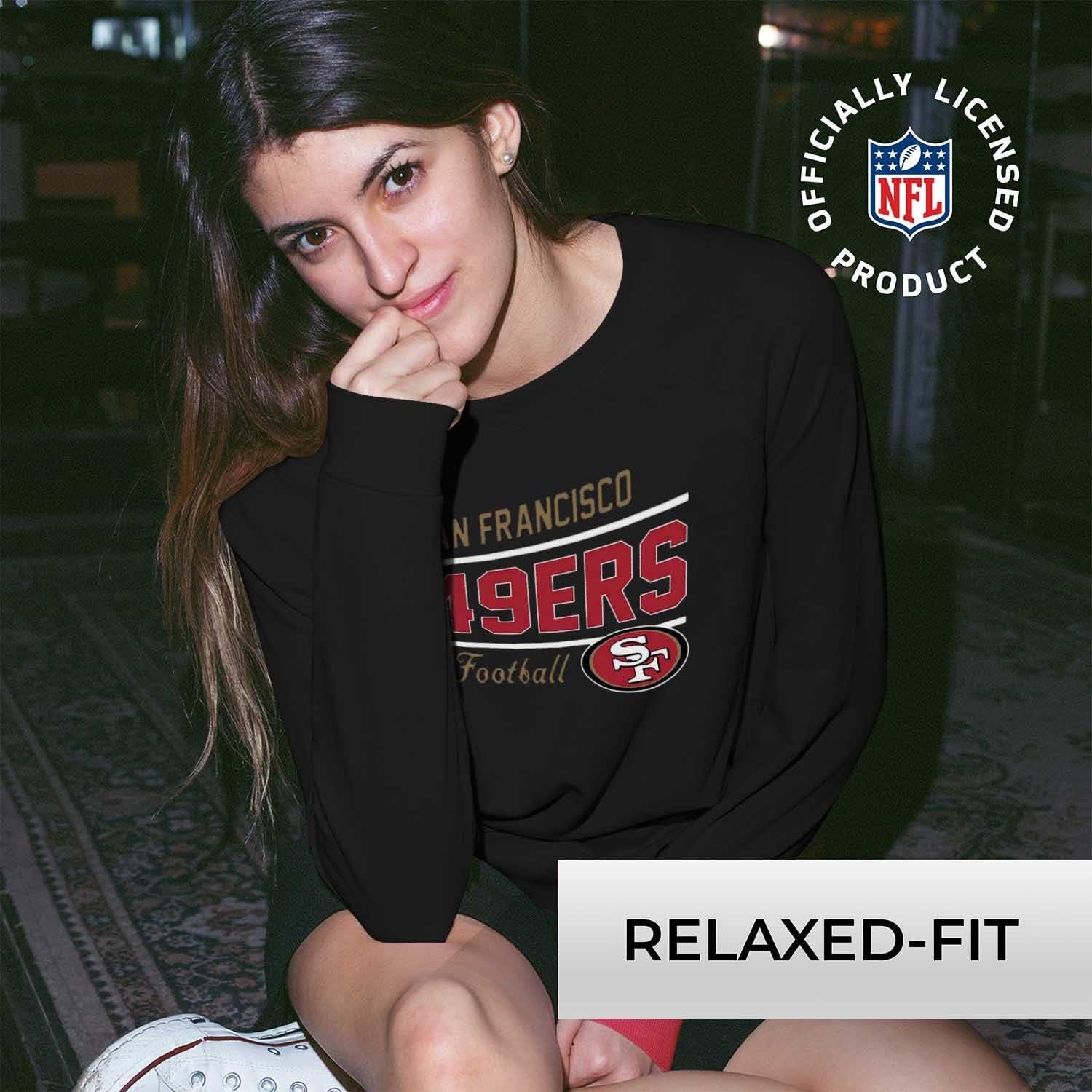 NFL Womens Crew Neck Light Weight, Gameday Apparel, Slouchy Fit Raglan Crewneck Pullover for Women