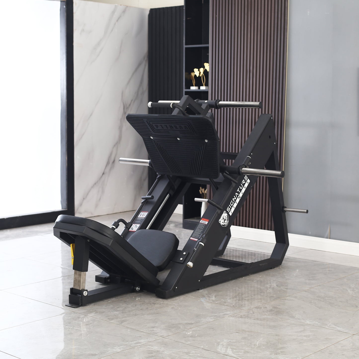 Commercial Grade Plate Loaded High-Gauge Steel Adjustable Leg Press Machine with Extra Plate Storage, 1000-Pound Capacity
