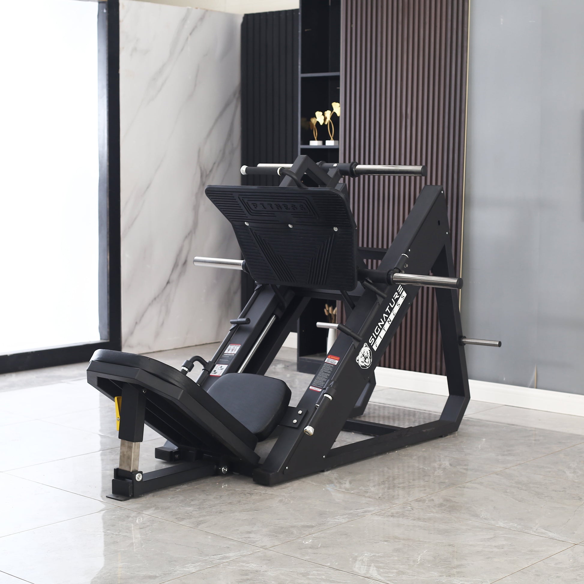 Commercial Grade Plate Loaded High-Gauge Steel Adjustable Leg Press Machine with Extra Plate Storage, 1000-Pound Capacity