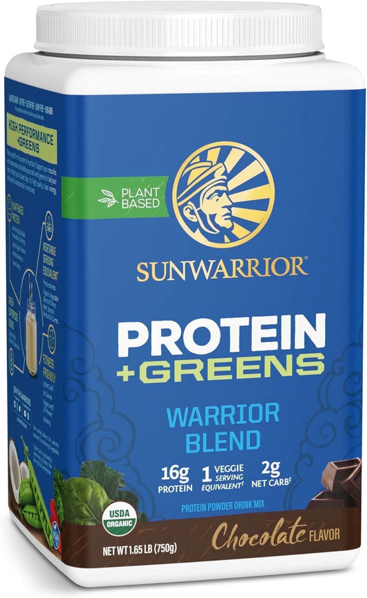 Warrior Blend Greens Vegan Protein Powder, Chocolate Flavor, 1.65 Lbs (30 Servings)