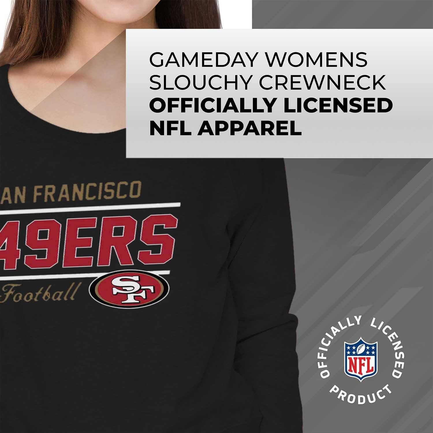 NFL Womens Crew Neck Light Weight, Gameday Apparel, Slouchy Fit Raglan Crewneck Pullover for Women