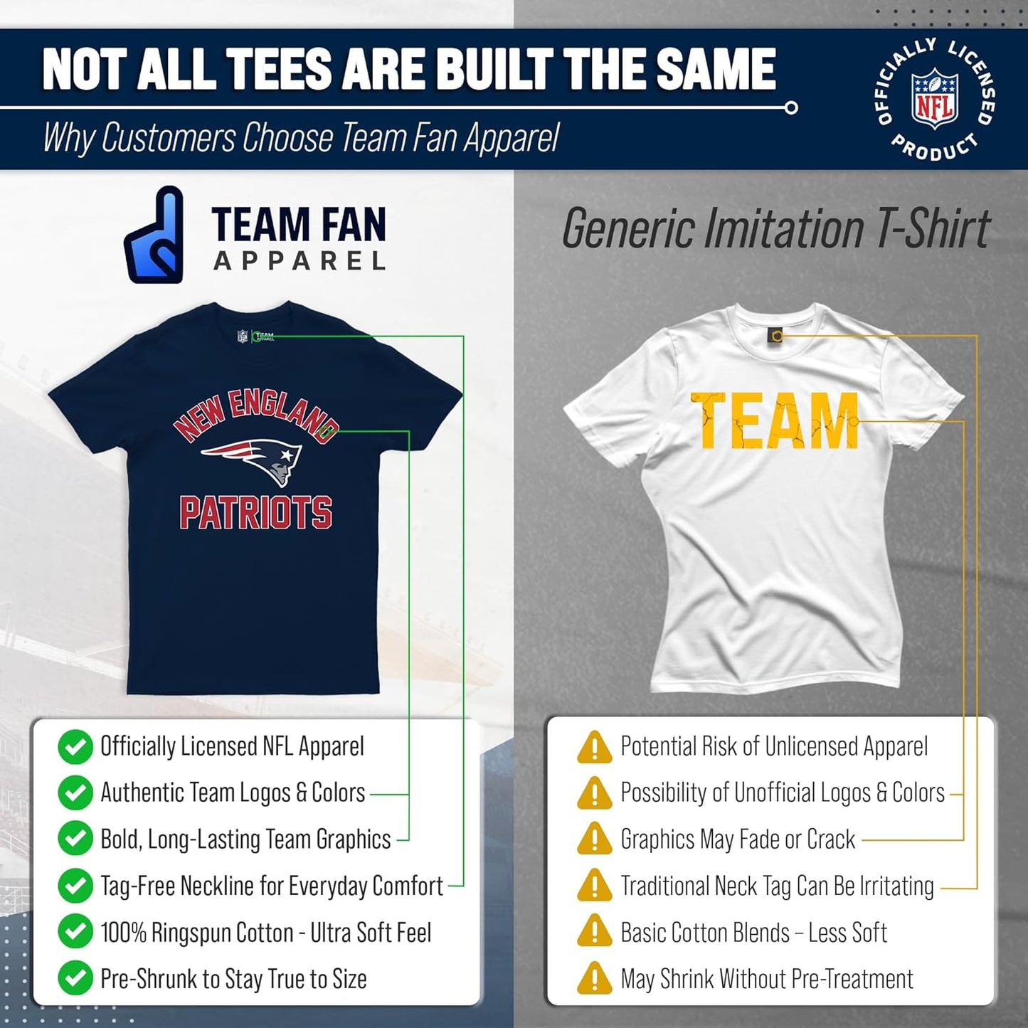 NFL Adult Gameday T-Shirt - Cotton Blend - Tagless - Semi-Fitted - Unleash Your Team Spirit during Game Day