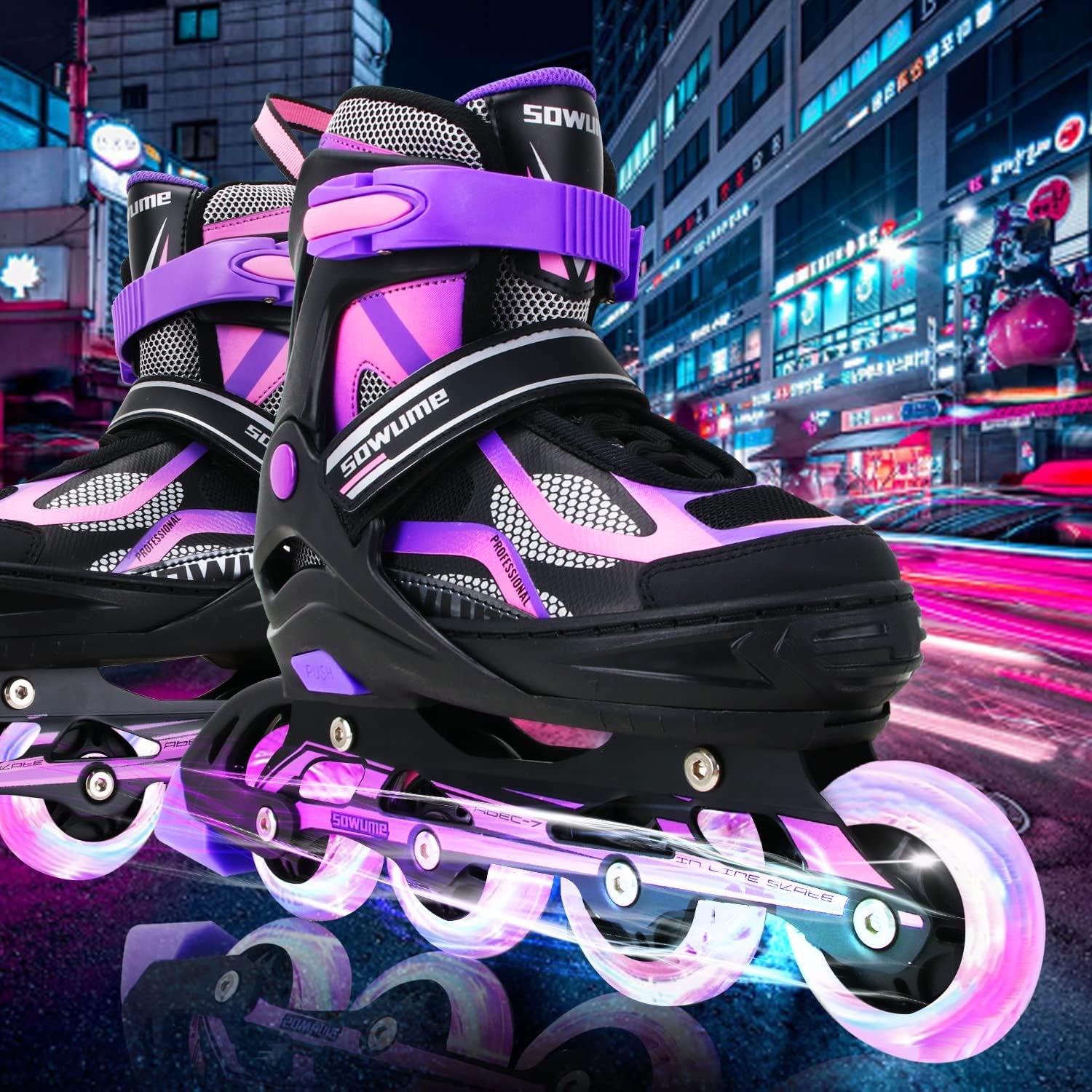 Adjustable Inline Skates for Girls and Boys, Roller Skates with All Light up Wheels, Patines Para Mujer for Kids and Adults, Men, Women