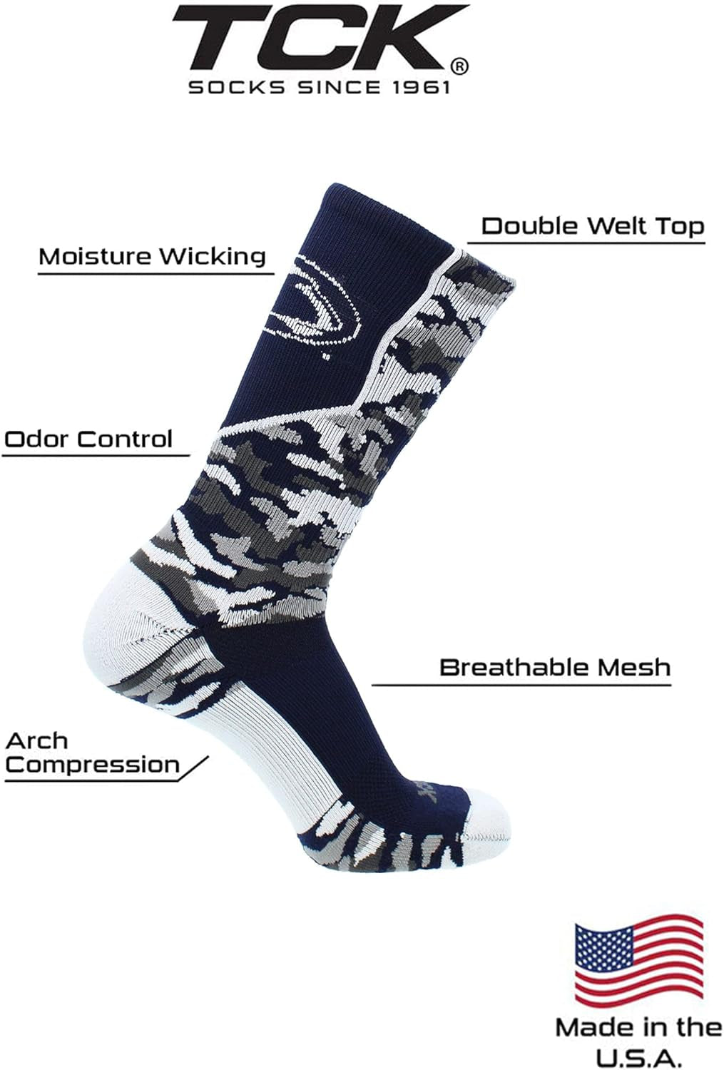 Sports Penn State Nittany Lions Socks Woodland Camo Crew