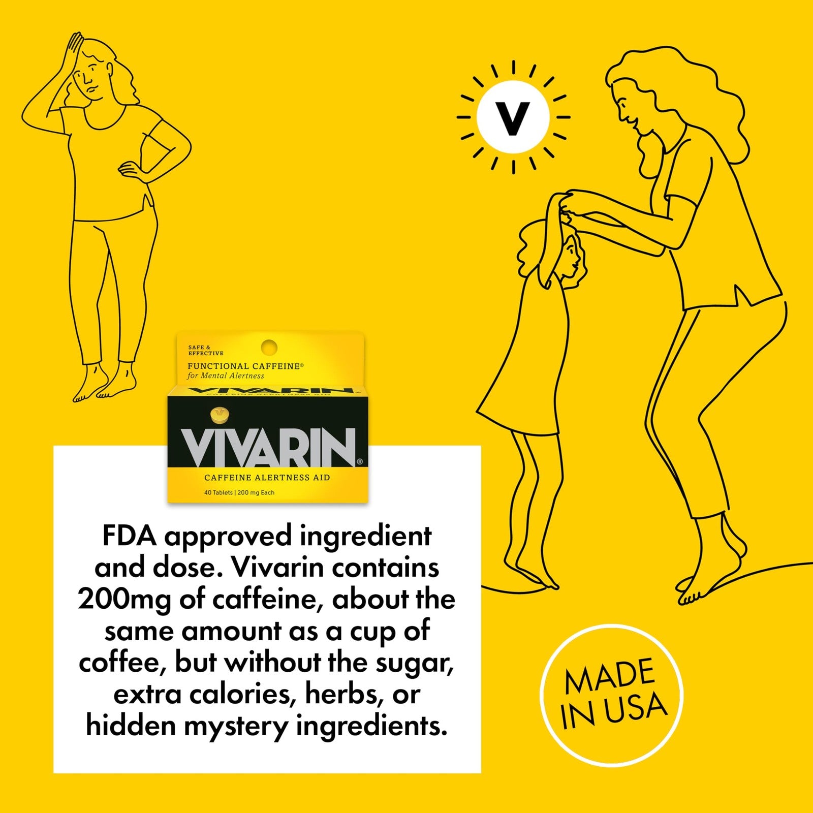 Vivarin, Caffeine Pills, 200Mg Caffeine per Dose, Safely and Effective