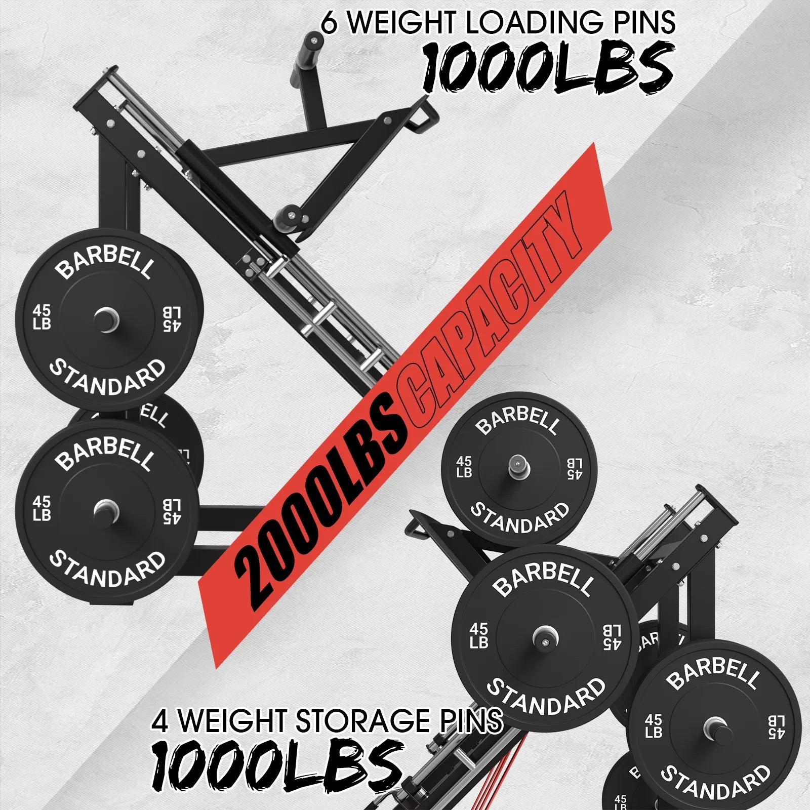 Leg Press Machine with 4 Weight Storage Posts, 2000 Lbs Capacity Adjustable Leg Machine with Linear Bearing for Leg Glute Muscles Shaping, Calf Raise Machine(Black)