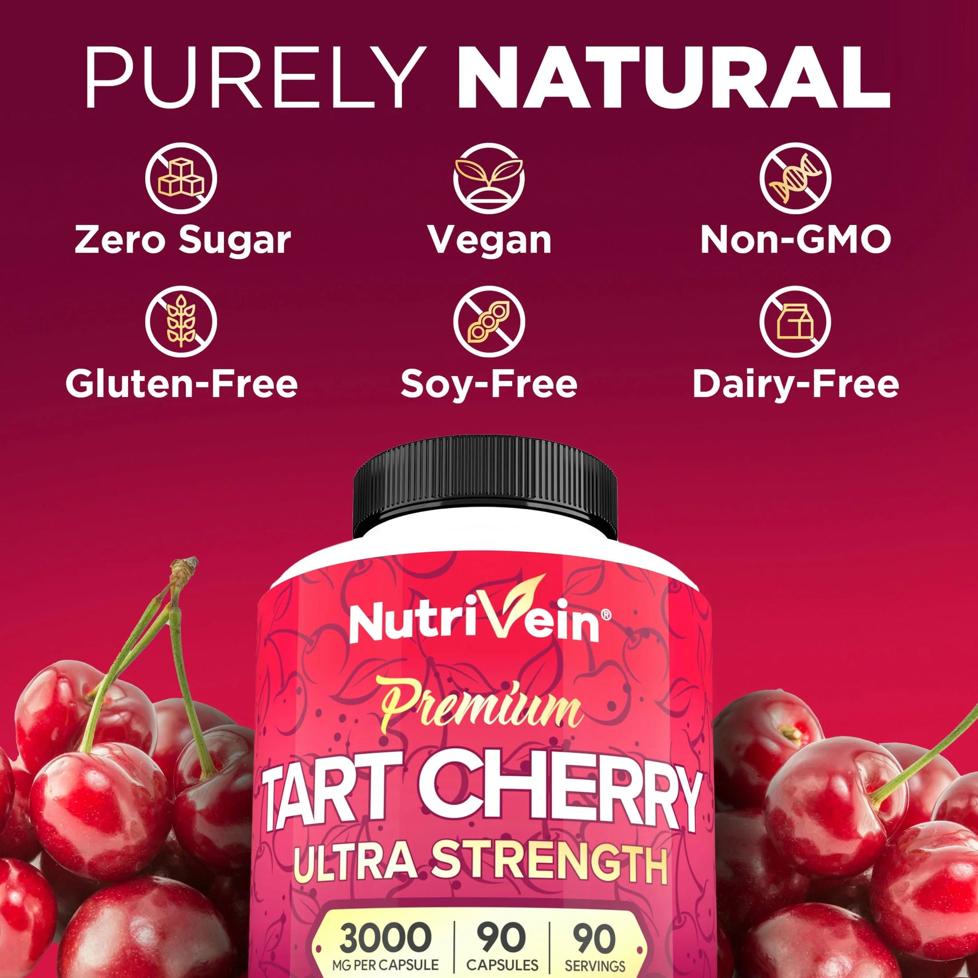 Tart Cherry 3000 Mg – Joint & Muscle Recovery, 90 Vegan Capsules