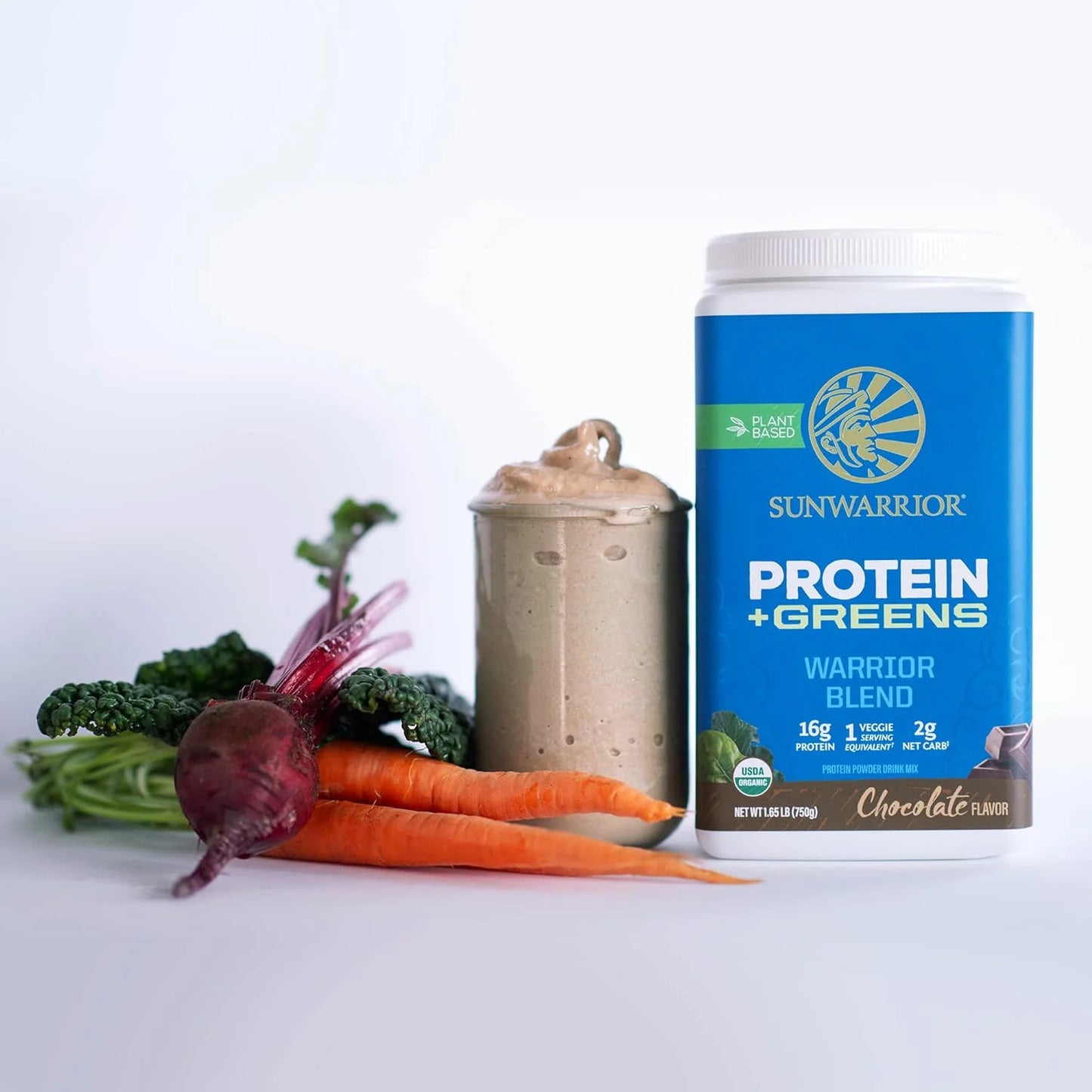 Warrior Blend Greens Vegan Protein Powder, Chocolate Flavor, 1.65 Lbs (30 Servings)