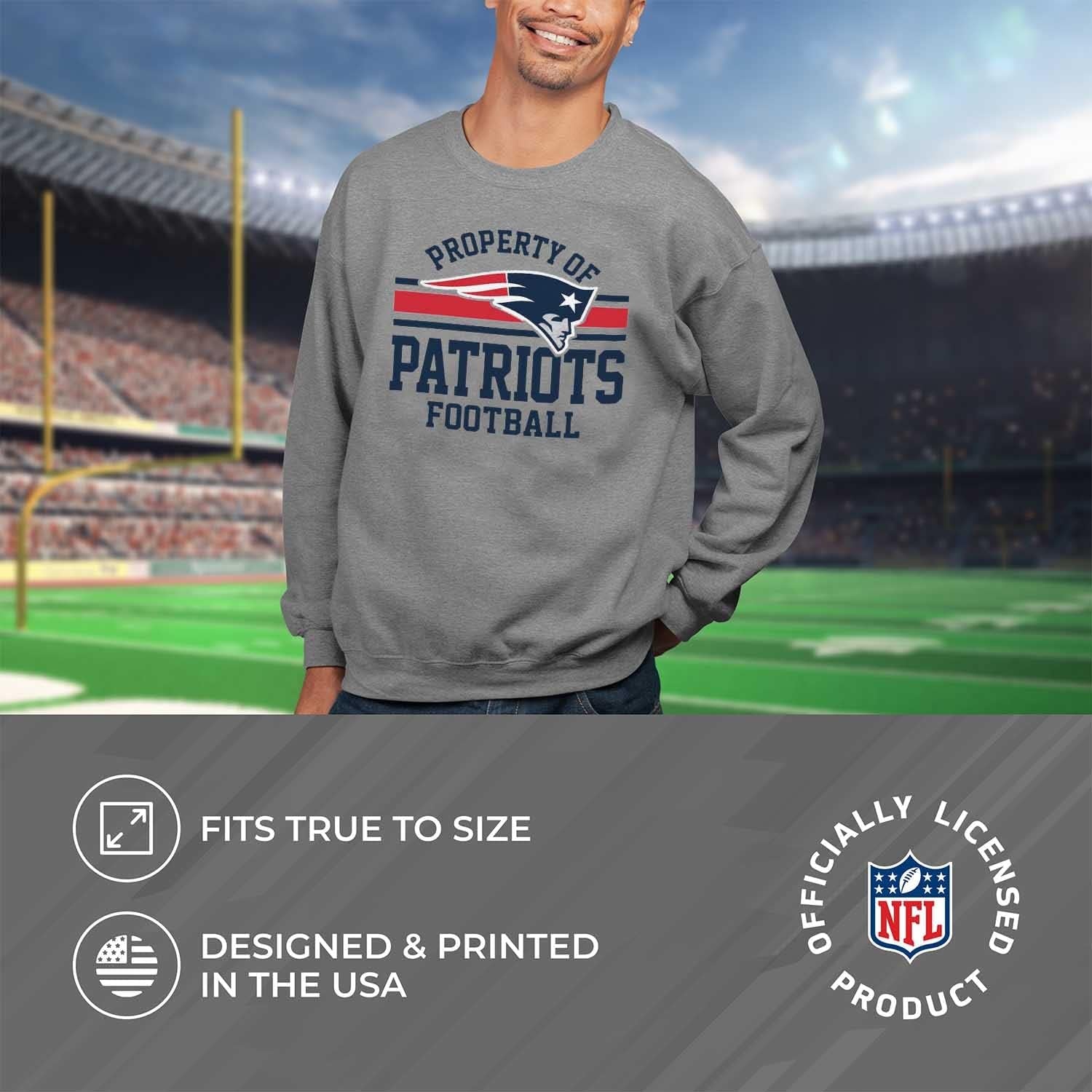 NFL Adult Property of Crewneck Fleece Sweatshirt - Men & Women - Stay Warm & Represent Your Team in Style