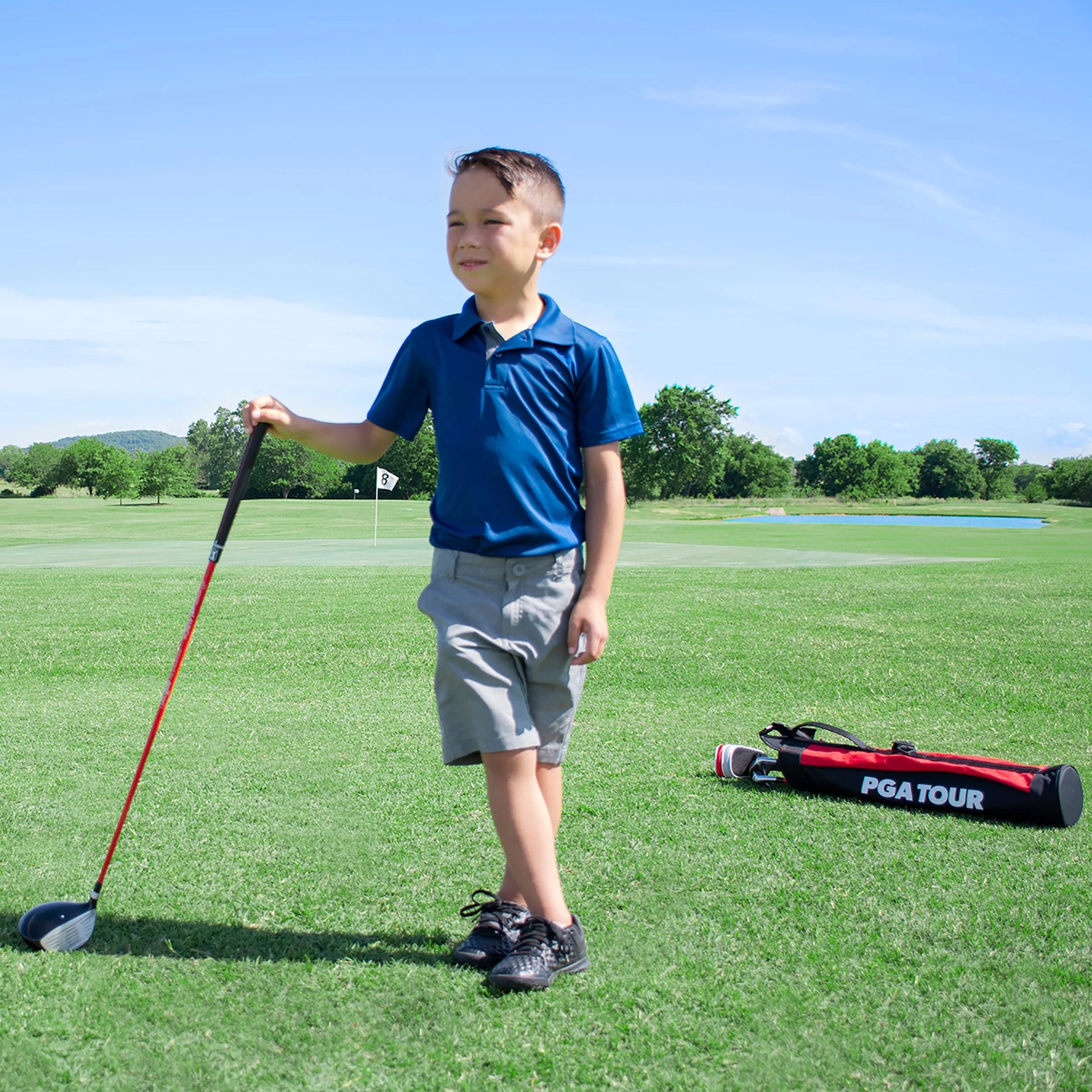 G1 Series Kids Red Golf Club Set with 3 Clubs, Carry Bag & 5 Total Pieces, 4'1"-4'8", Ages 5-8